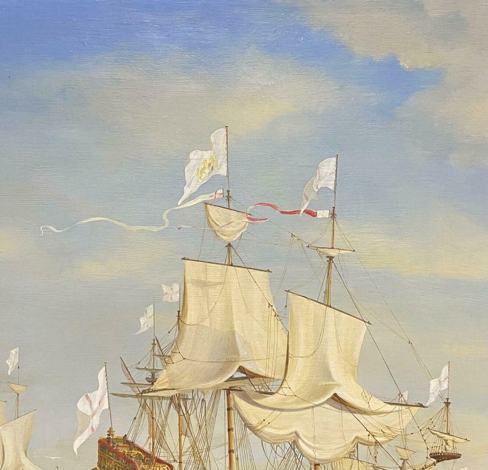 H. C. Arrowsmithlarge British Historical Maritime Oil Painting   17th Century Ships At Seac. 1948 photo buy