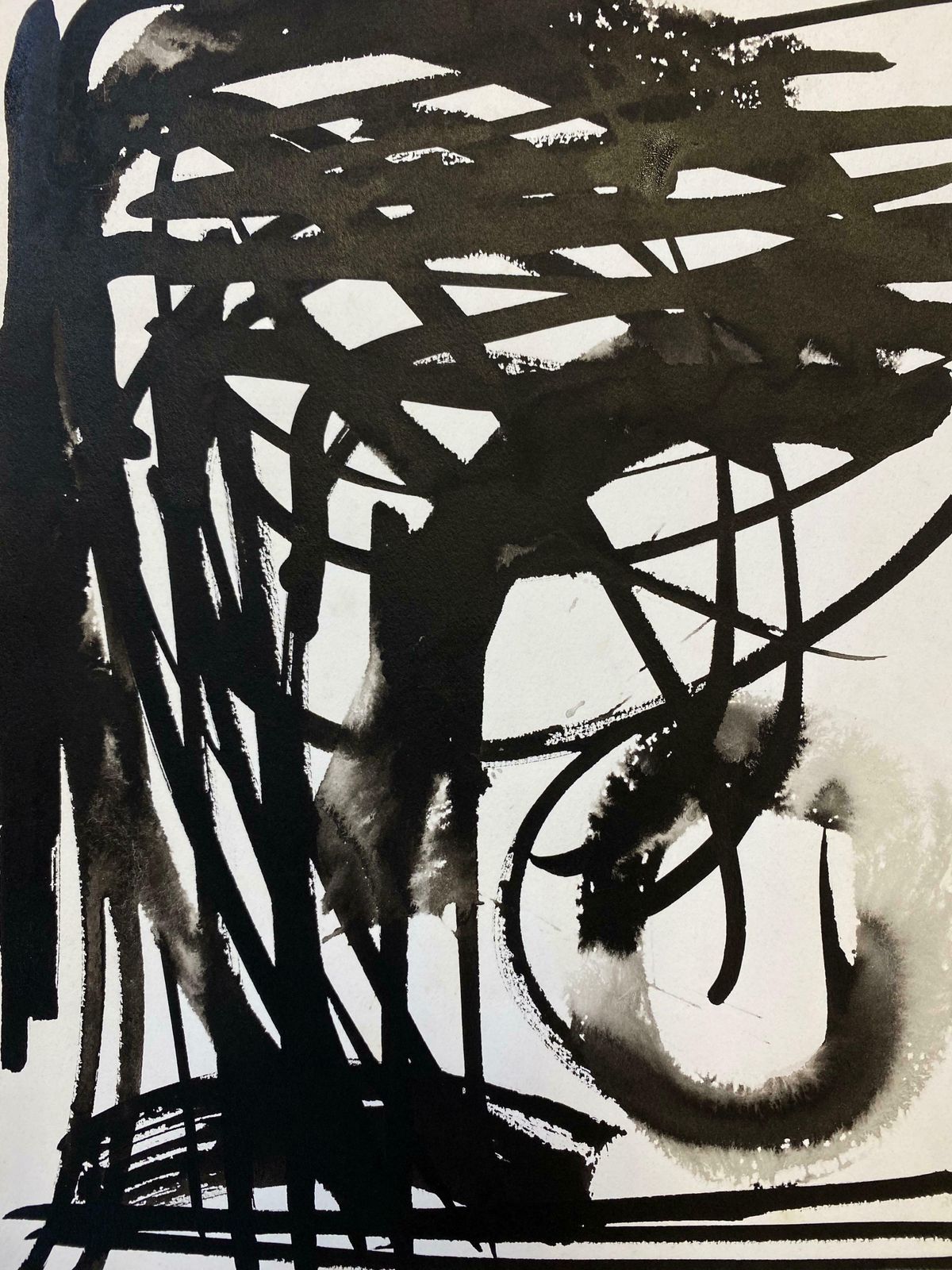 Claude Lagoucheset Of 4   Original 1970's French Abstract Black & White Paintingsc. 1970's photo for sale
