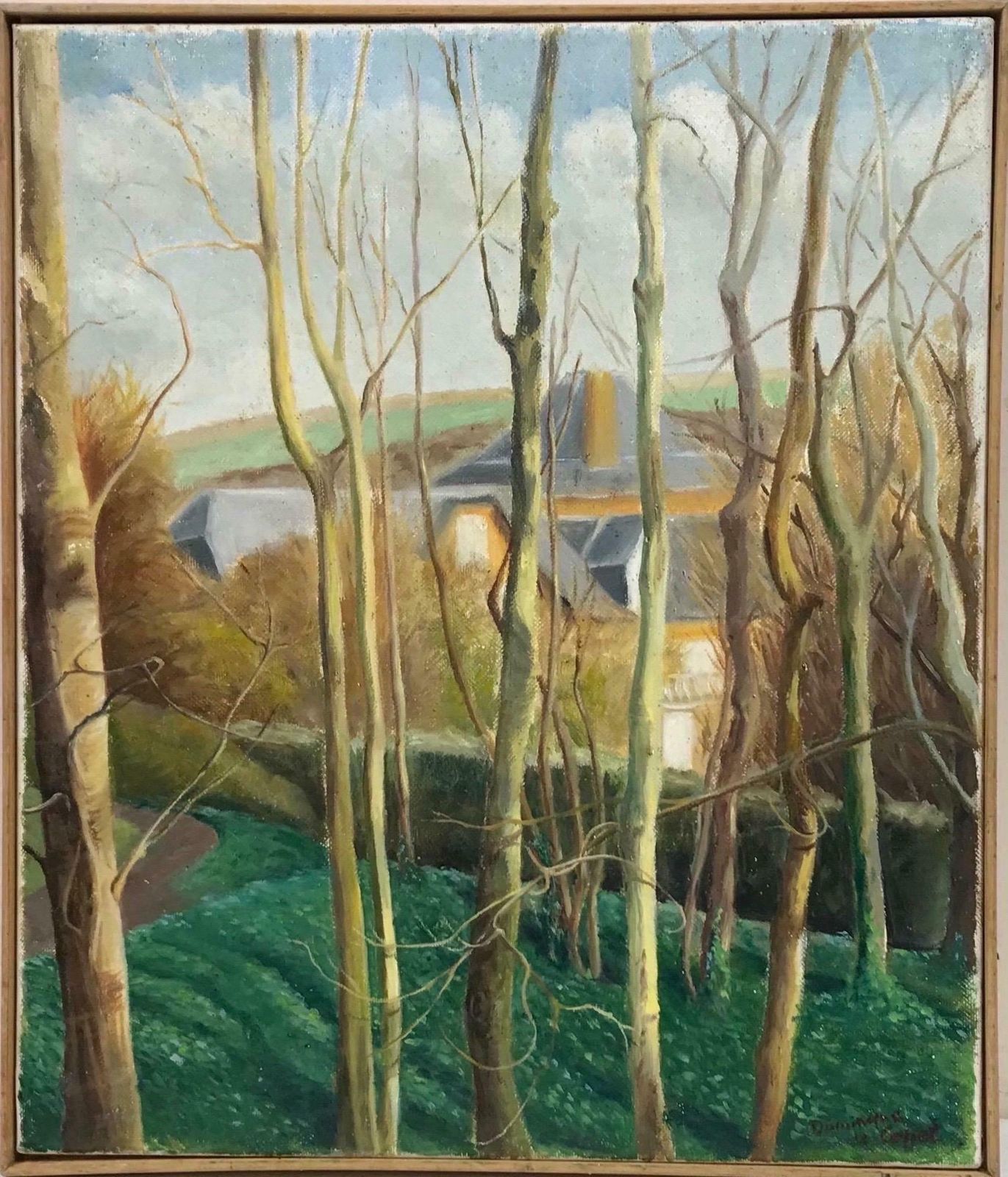 20th Century French Schoolsigned French Impressionist Oil Woodland Landscape With Trees In Valley photo furniture