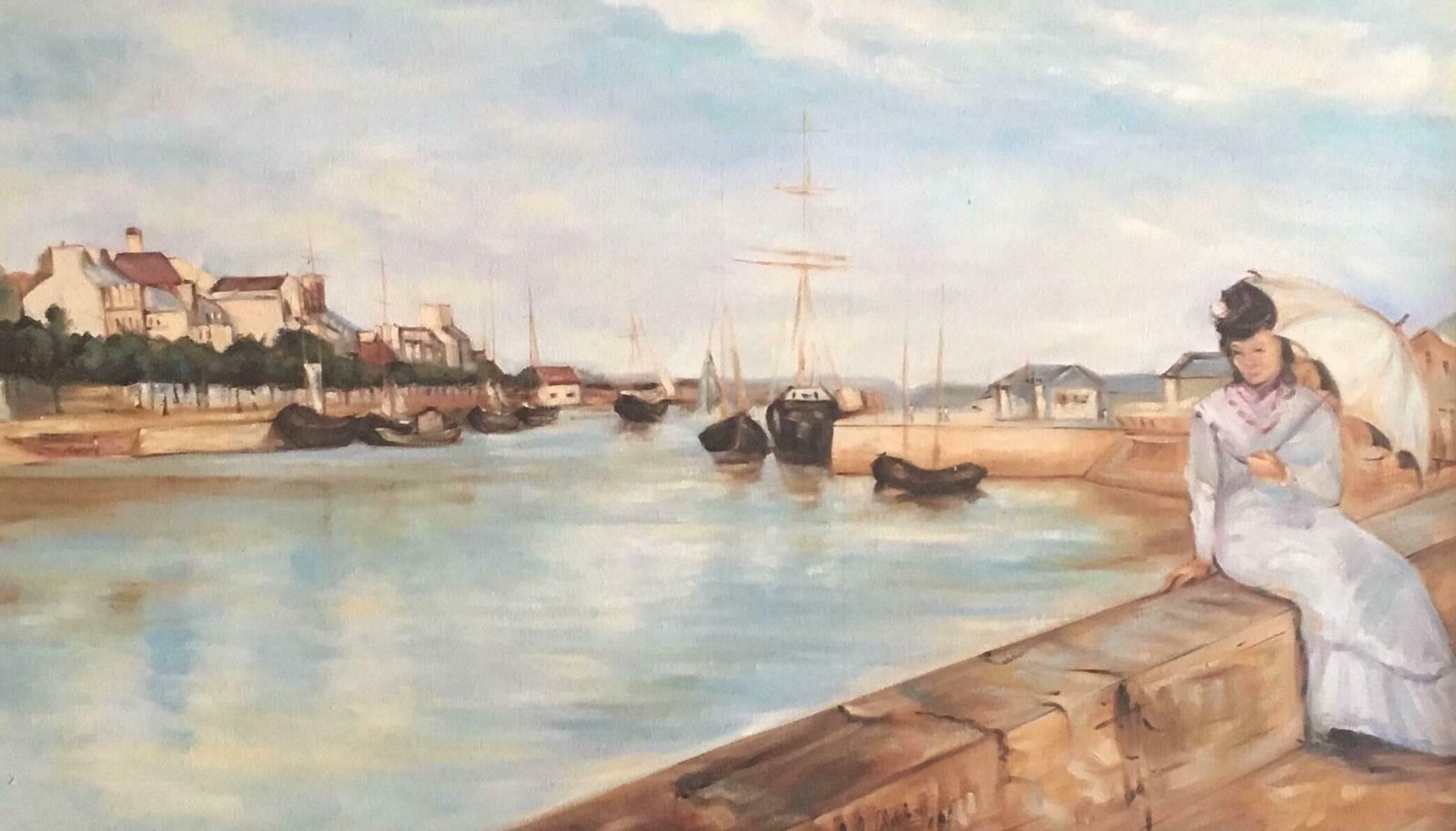 Unknownelegant Lady By French River, Large Oilc.2000