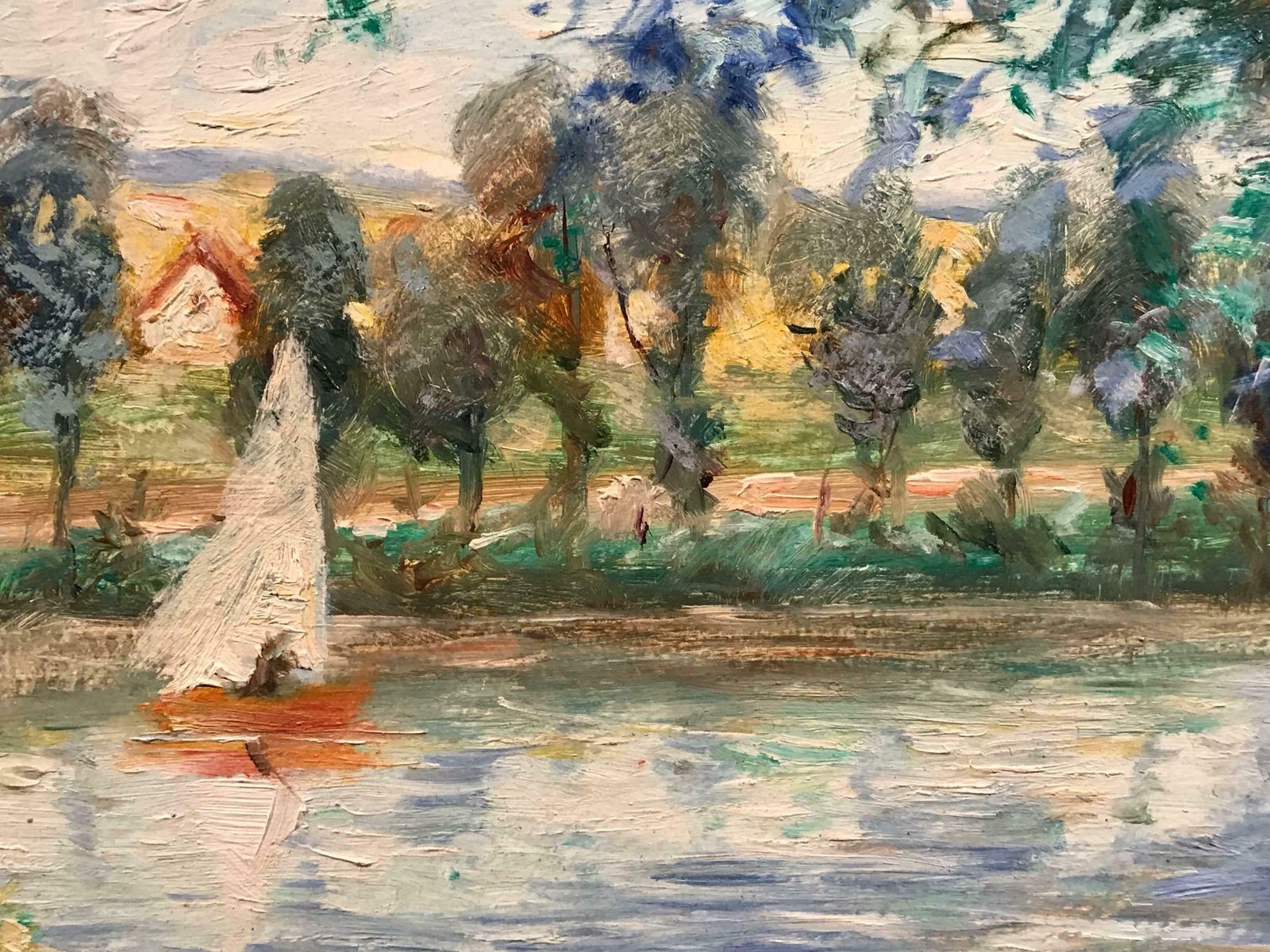 Jeanette Leuersfrench Impressionist Oil Girl By A River Signed Oilc.1980 photo Art