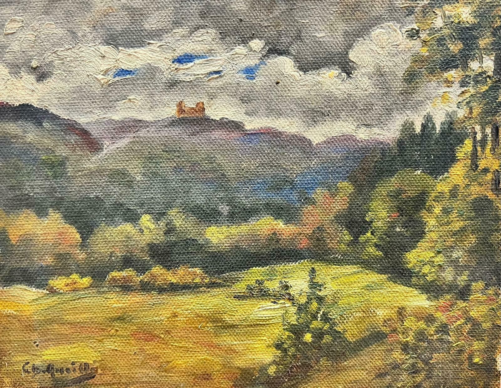 French Schoolmid Century French Signed Impressionist Oil Painting Castle In Landscape