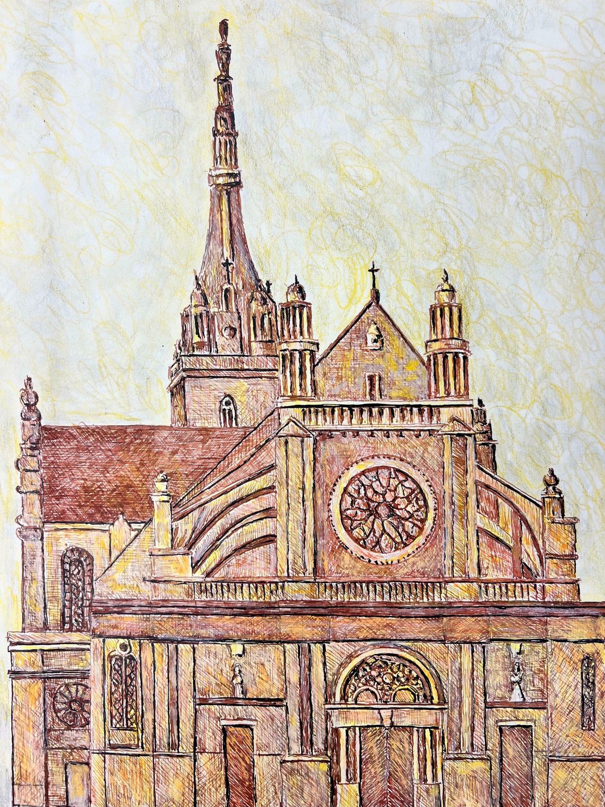 Bernard Labbe1950's Modernist/ Cubist Painting   French Cathedral1950's photo for sale