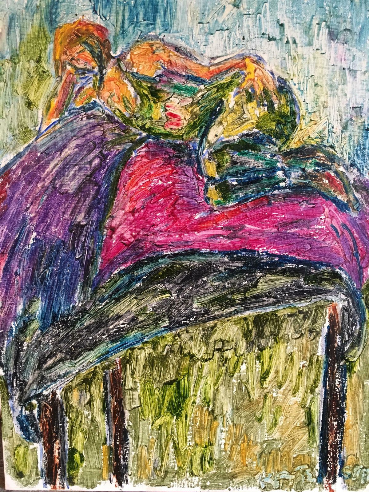 Kate Orrcolourful Model, Surrealist Impressionist Oil Painting, Signedc.2000s photo for sale