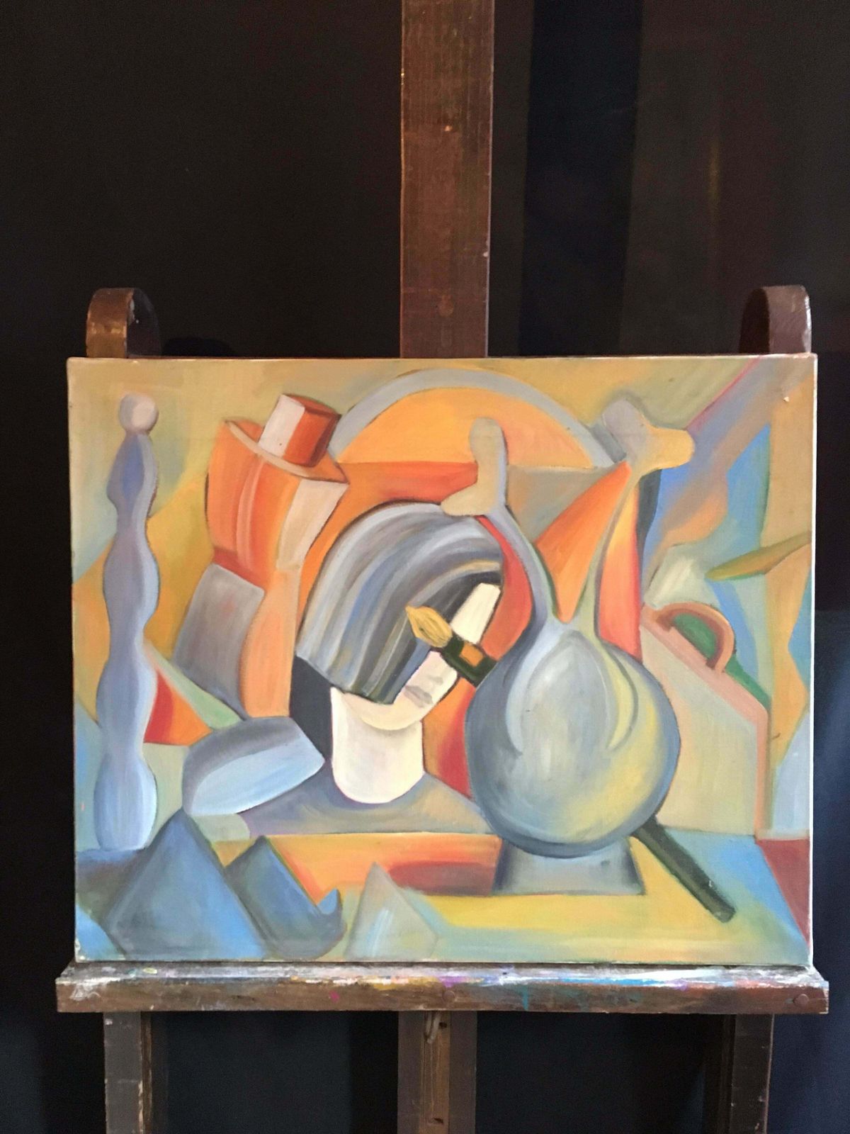Beatrice Werliecontemporary French Abstract Orange And Blues Still Life Original Oil Painting2004 photo 2247.0
