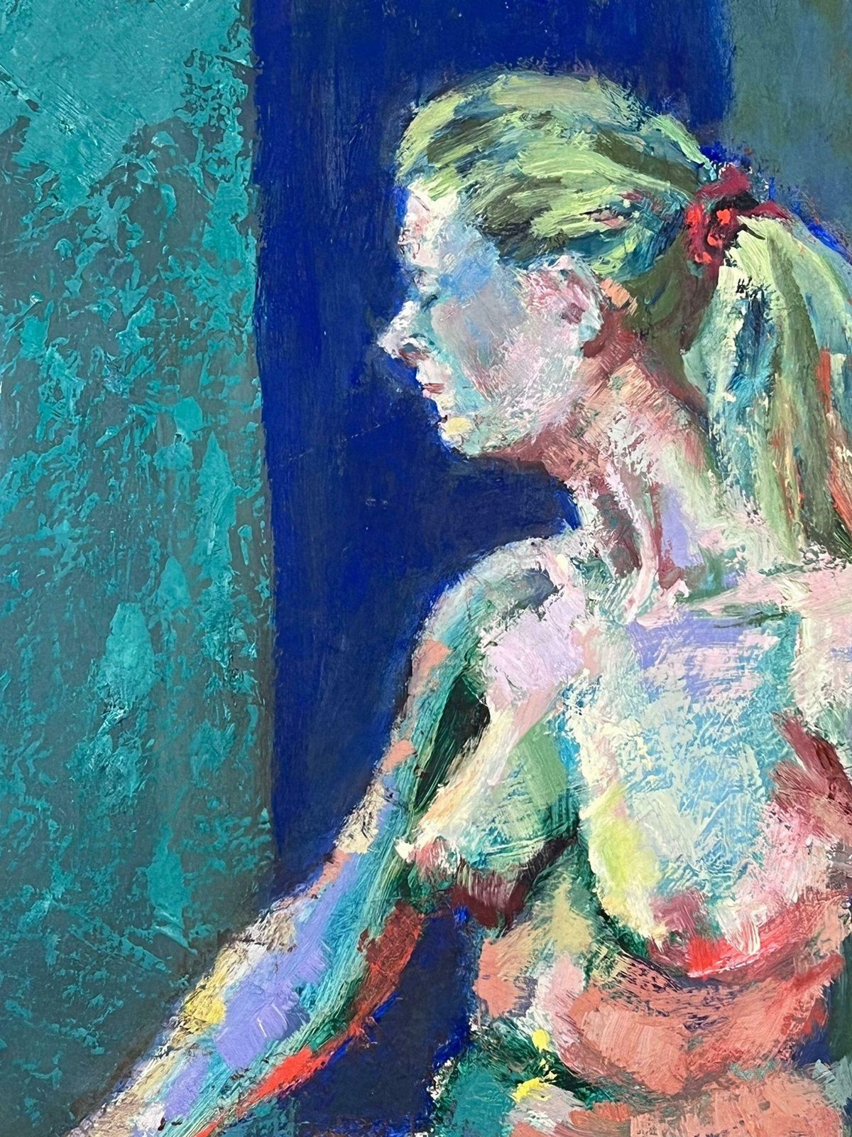 Helen Greenfield20th Century English Impressionist Oil Painting Artists Nude Model Posed On Bed photo Art