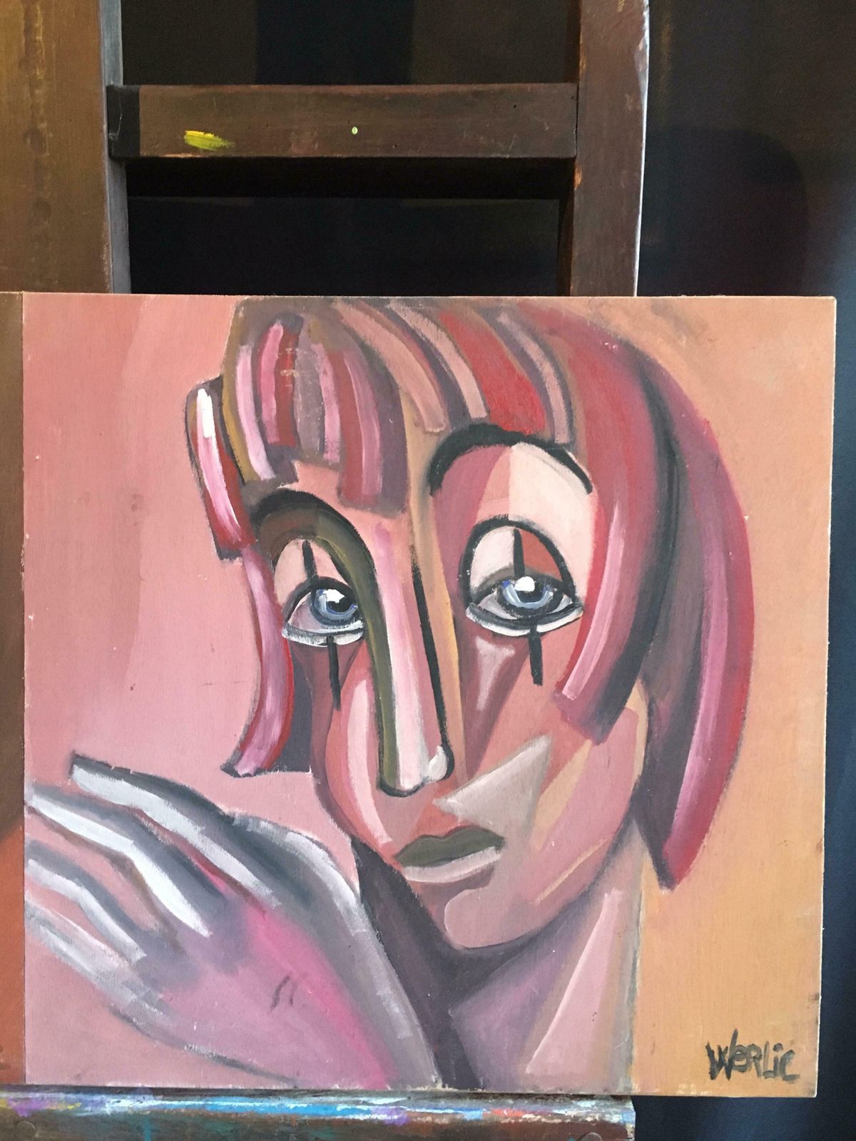 Beatrice Werliecontemporary Abstract French Portraits Two Paintings Side By Sidec.1990s photo 1736.0