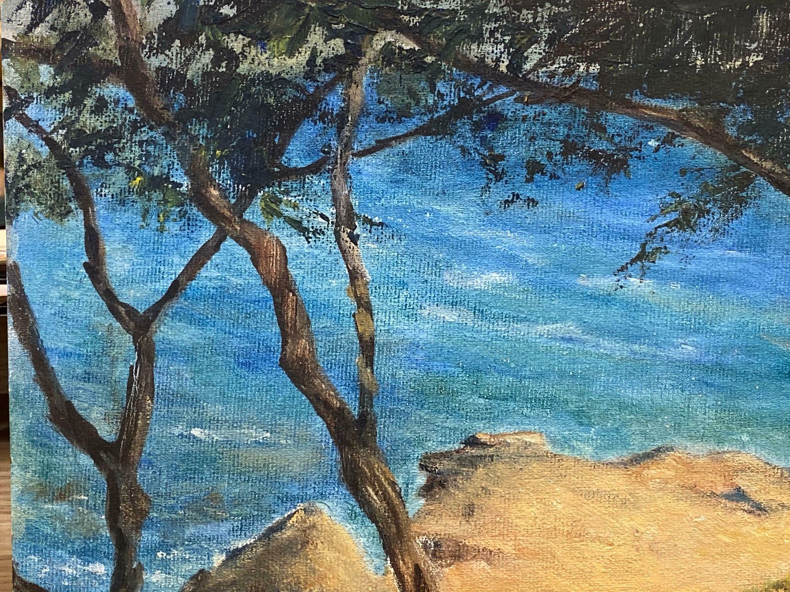 Unknownla Cote D'azur, French Impressionist Oil Painting Beach Coastal Scene photo Art