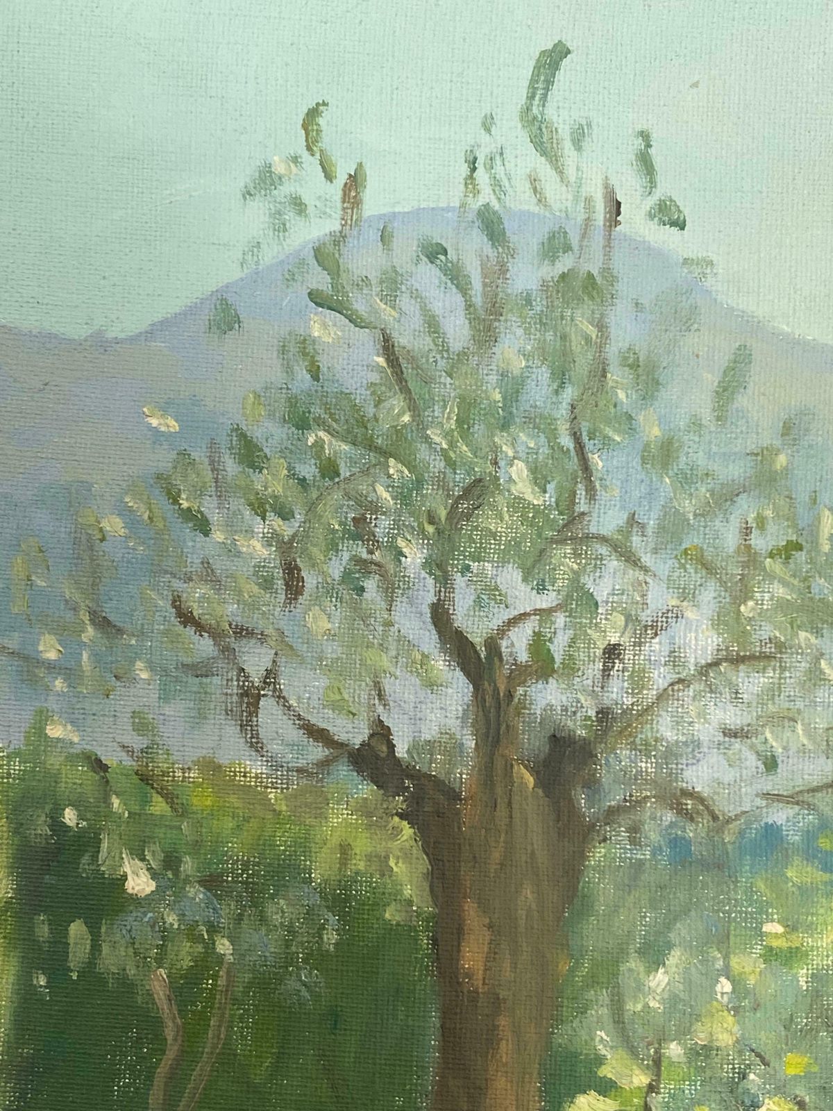 Rene Hutet20th Century French Impressionist Oil Golden Provence Landscape & Treemid Century photo furniture