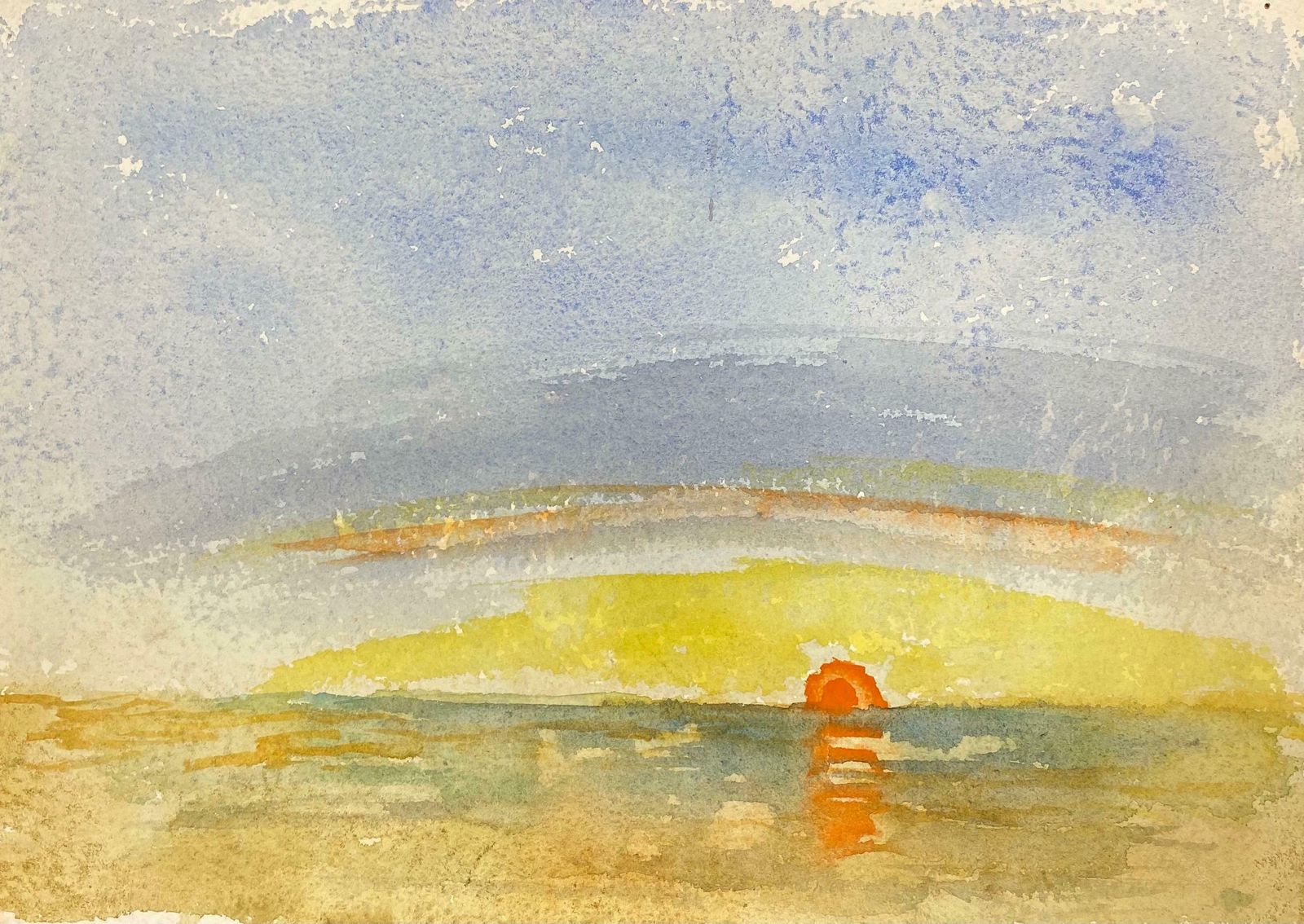 Akos Birosunset Over The Sea, French Expressionist Original Paintingc.1980s