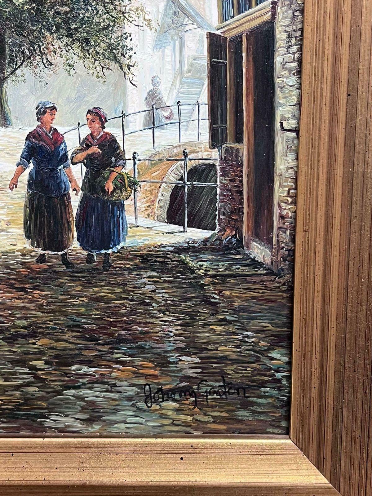 photo furniture Jonny Gastonclassical Dutch Street Scene Signed Oil Painting Gilt Framed