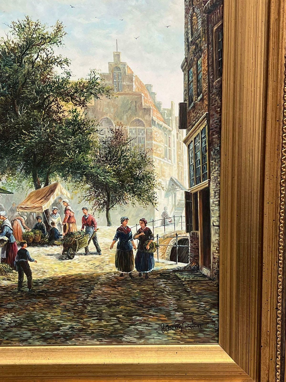 photo for sale Jonny Gastonclassical Dutch Street Scene Signed Oil Painting Gilt Framed