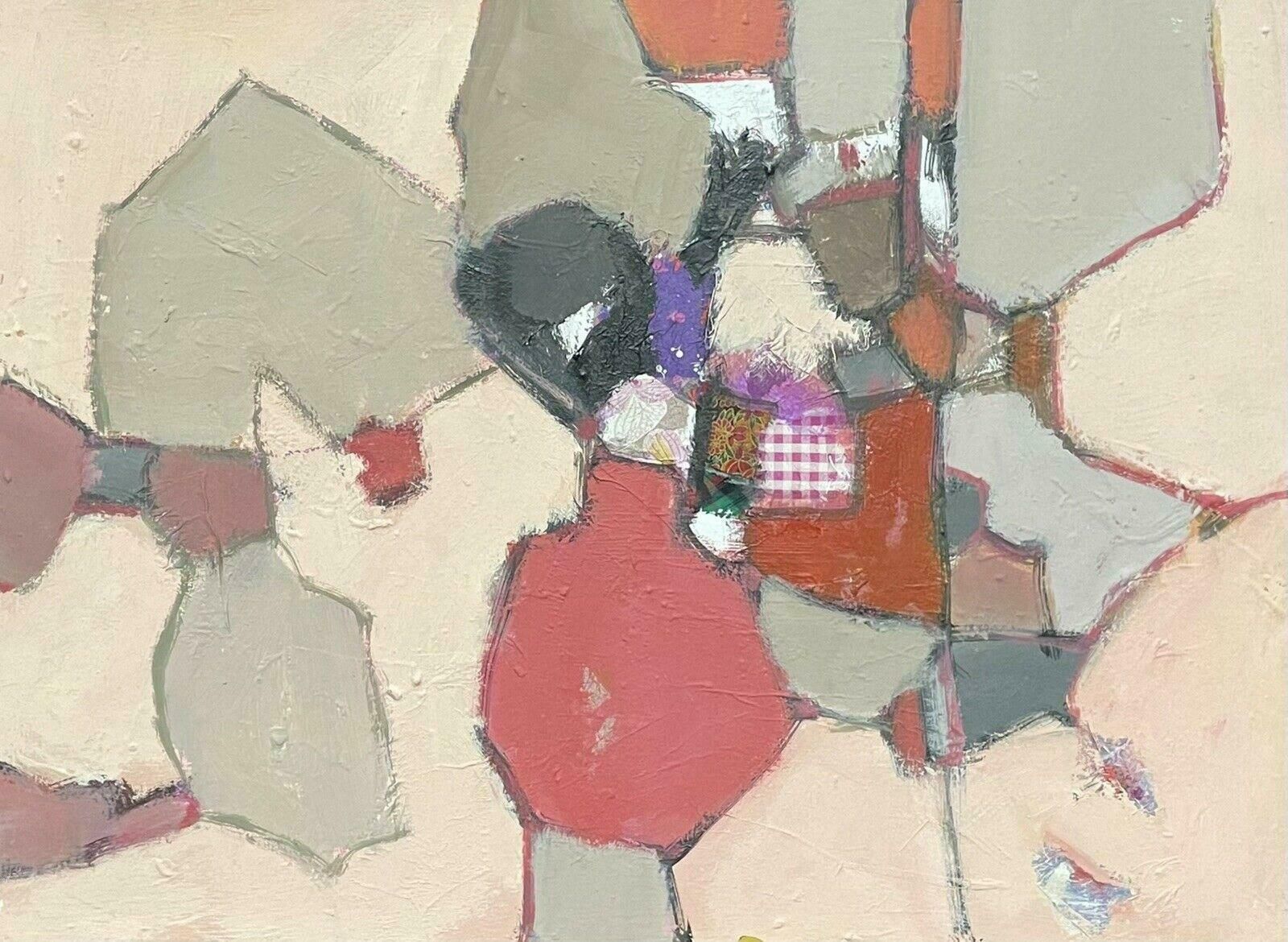 R.Leroyleroy   French Contemporary Abstract Cubist Painting With Collage2000's