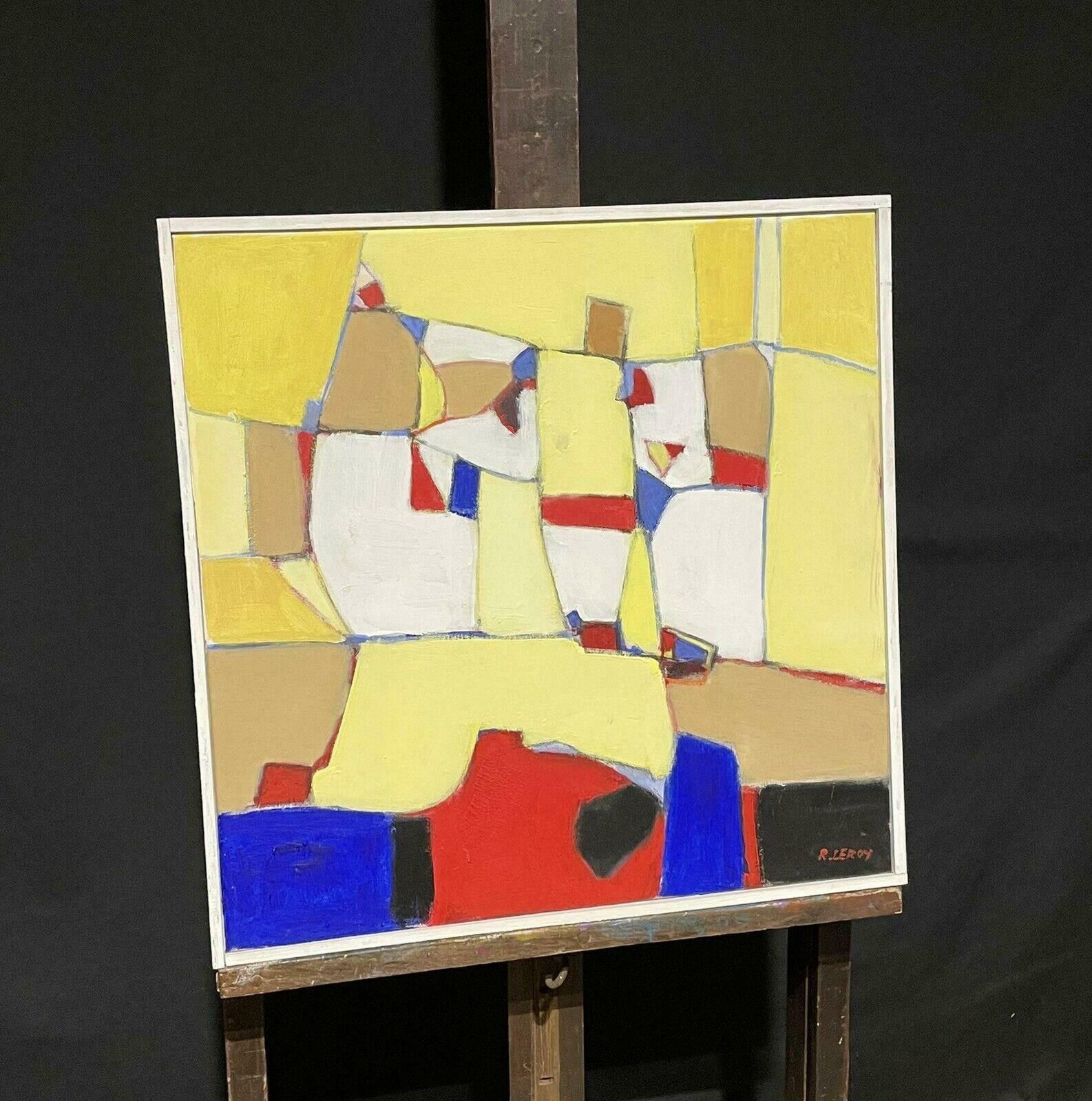 R.Leroylarge French Contemporary Abstract Cubist Painting   Beautiful Colors2000's photo furniture