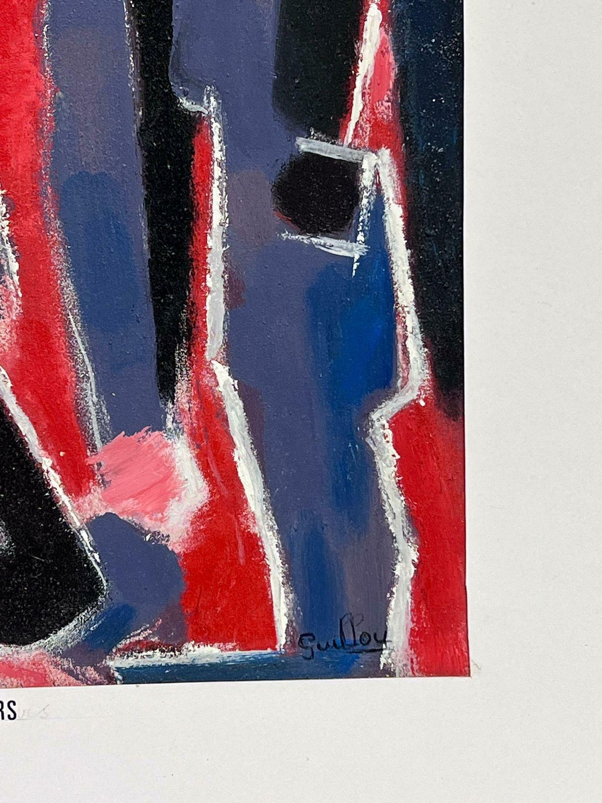 French School1970's French Abstract Painting Figures Standing Possibly A Poster Design? photo Art