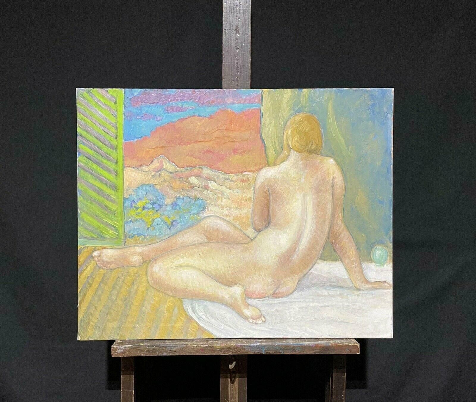 Robert Bouillerobert Bouille (1926 2021) Large French Oil   Classical Nude In Provence Window photo furniture
