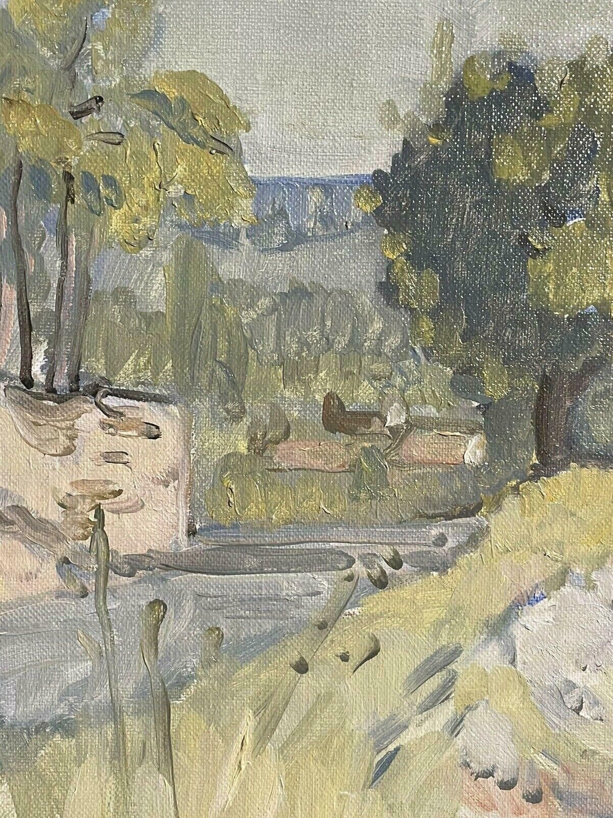 Robert Bouillesigned French Oil   Provence Landscape Pastel Colors Green Landscape Terracottac. 2000 photo furniture