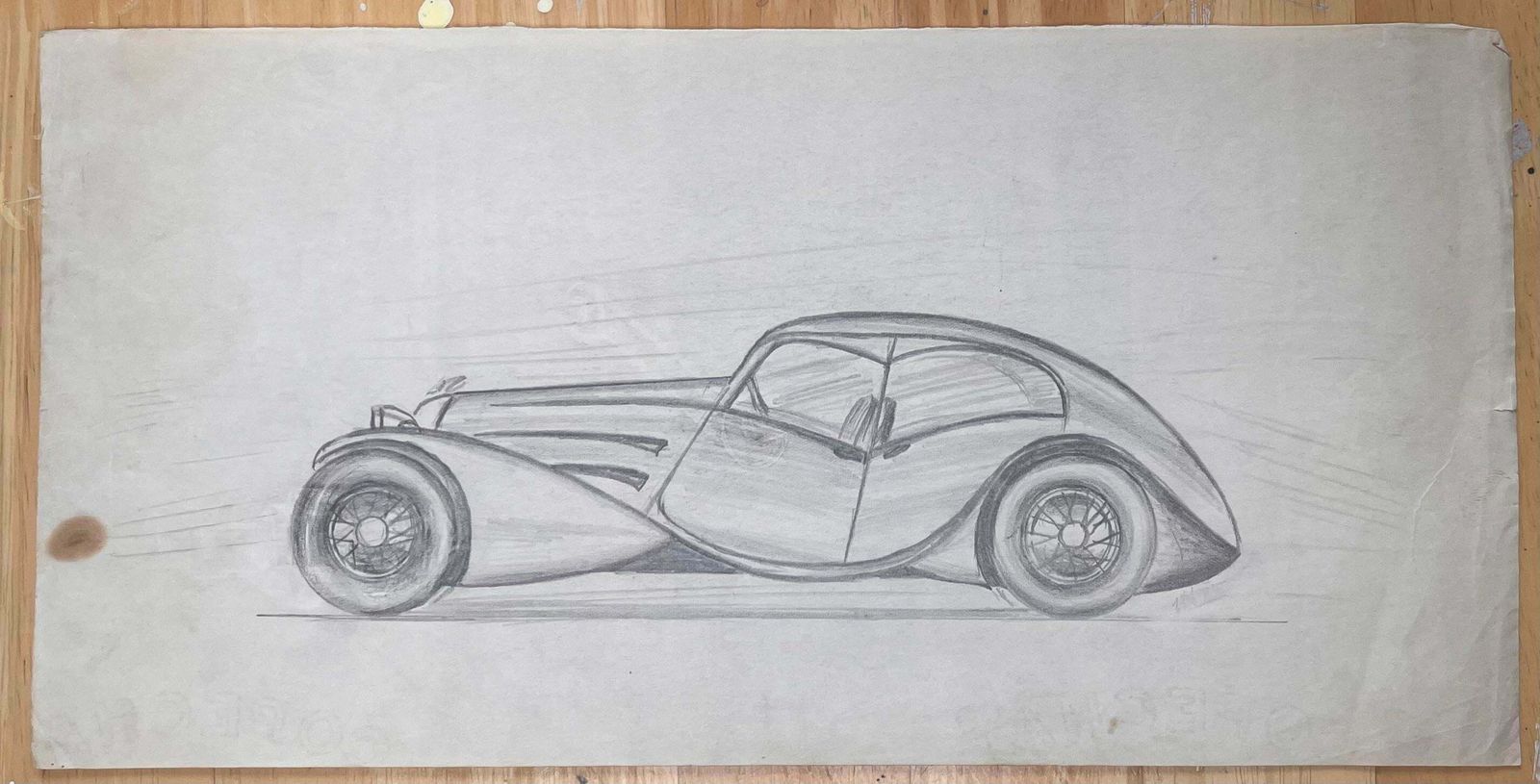 K.B. Whitebugatti Type 57s Atalante Concept Pencil Illustrationearly 20th Century photo furniture