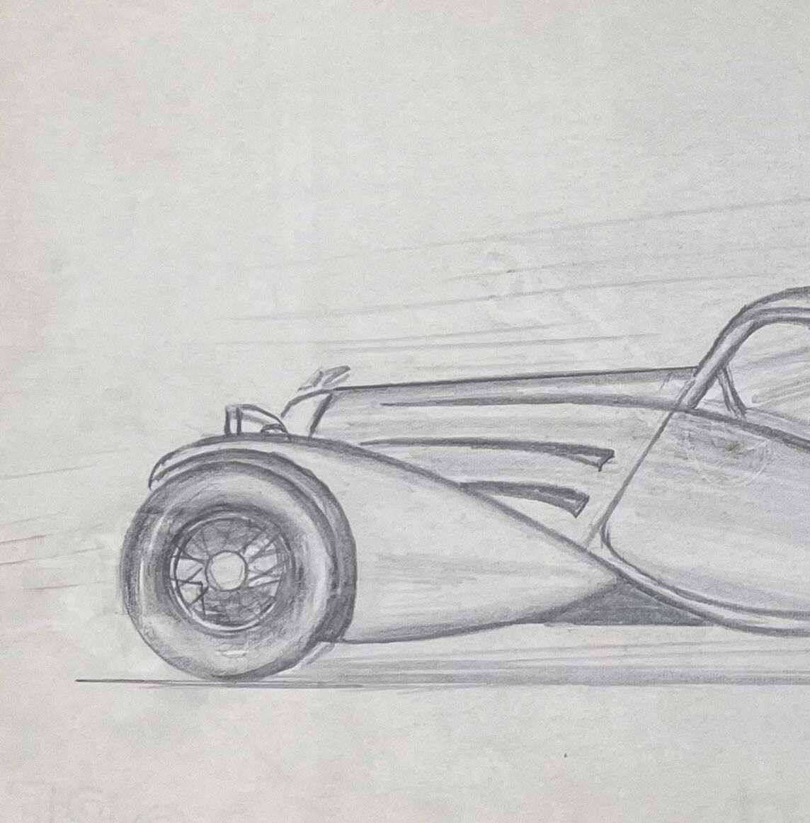 K.B. Whitebugatti Type 57s Atalante Concept Pencil Illustrationearly 20th Century photo for sale