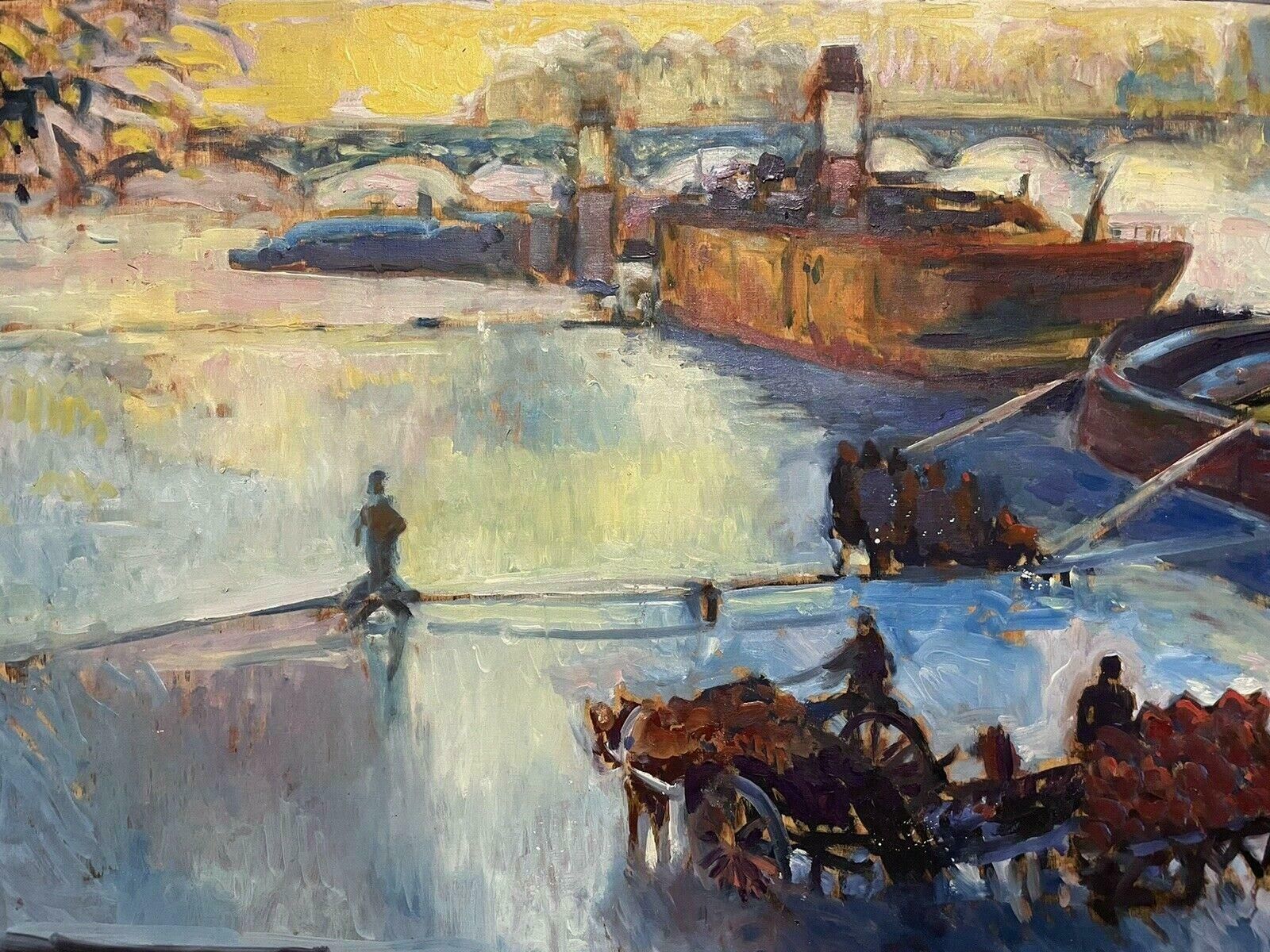 Patrice Landauerpatrice Landauer (B.1962) Huge Impressionist Oil   Flooded River Seine Paris20th Century