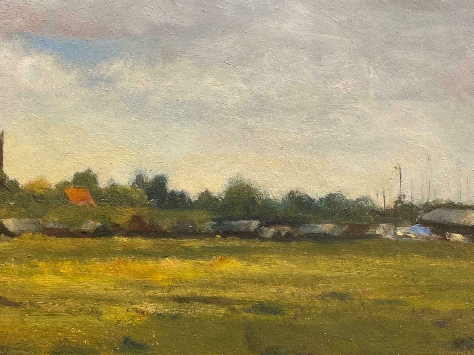 English Impressionistrural English Landscape With Old Church Tower In Distancelate 20th Century photo 434.0