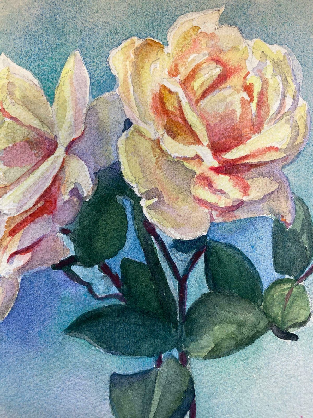 Marie Amelie Chautard Carreauearly 1900's French Impressionist Signed Flower Watercolour By Marie Carreauc. 1900's photo vinterior