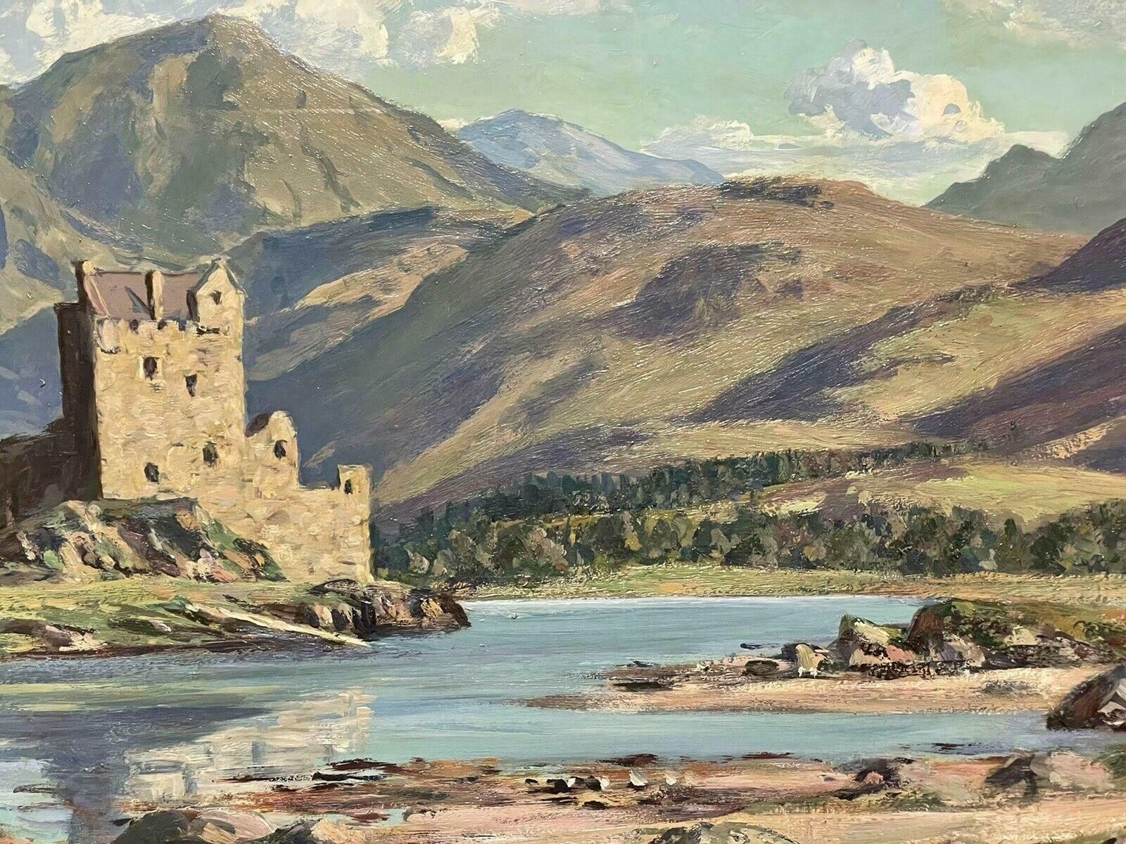 William Russelleilean Donan Castle Scotland   Mid 20th Century British Signed Oil Painting C. 1950's photo for sale