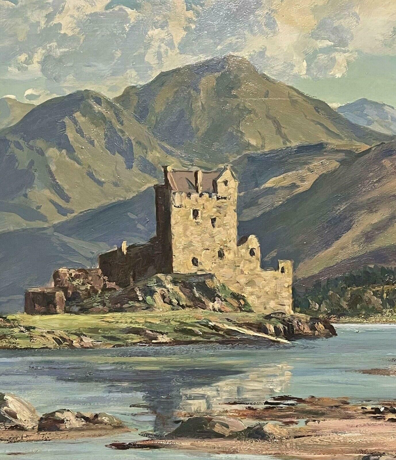 William Russelleilean Donan Castle Scotland   Mid 20th Century British Signed Oil Painting C. 1950's photo Art