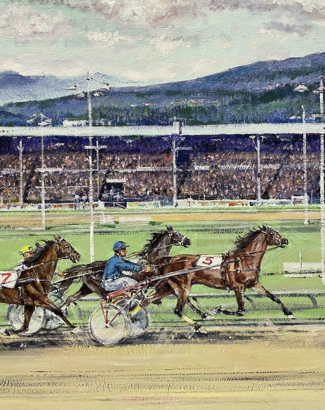 Anthony Maguirenorwegian Trotting Horse Racing   Large Oil Painting   By Anthony Maguirec. 2000's photo for sale