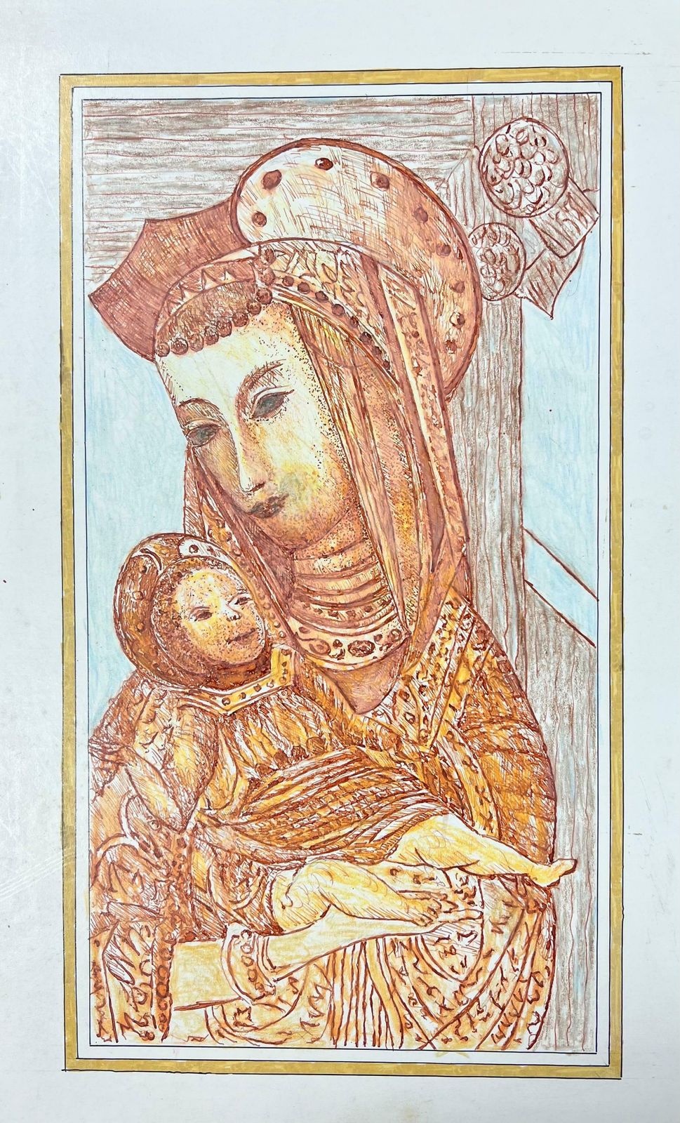 Bernard Labbe1950's Modernist/ Cubist Painting   Mother And Child Figures1950's photo furniture