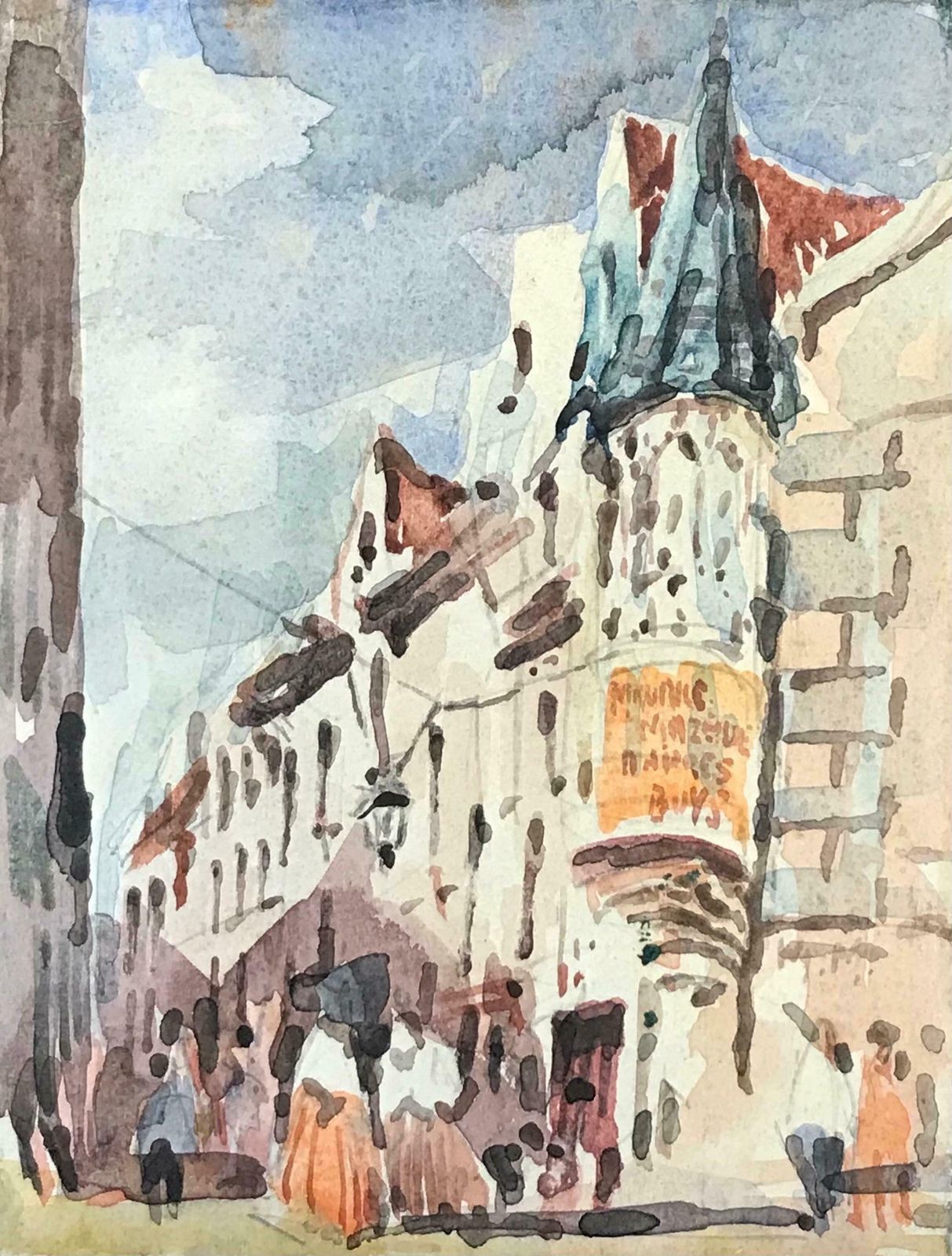 Maurice Mazeiliemaurice Mazeilie French Impressionist Watercolour   Busy Parisian Street photo furniture