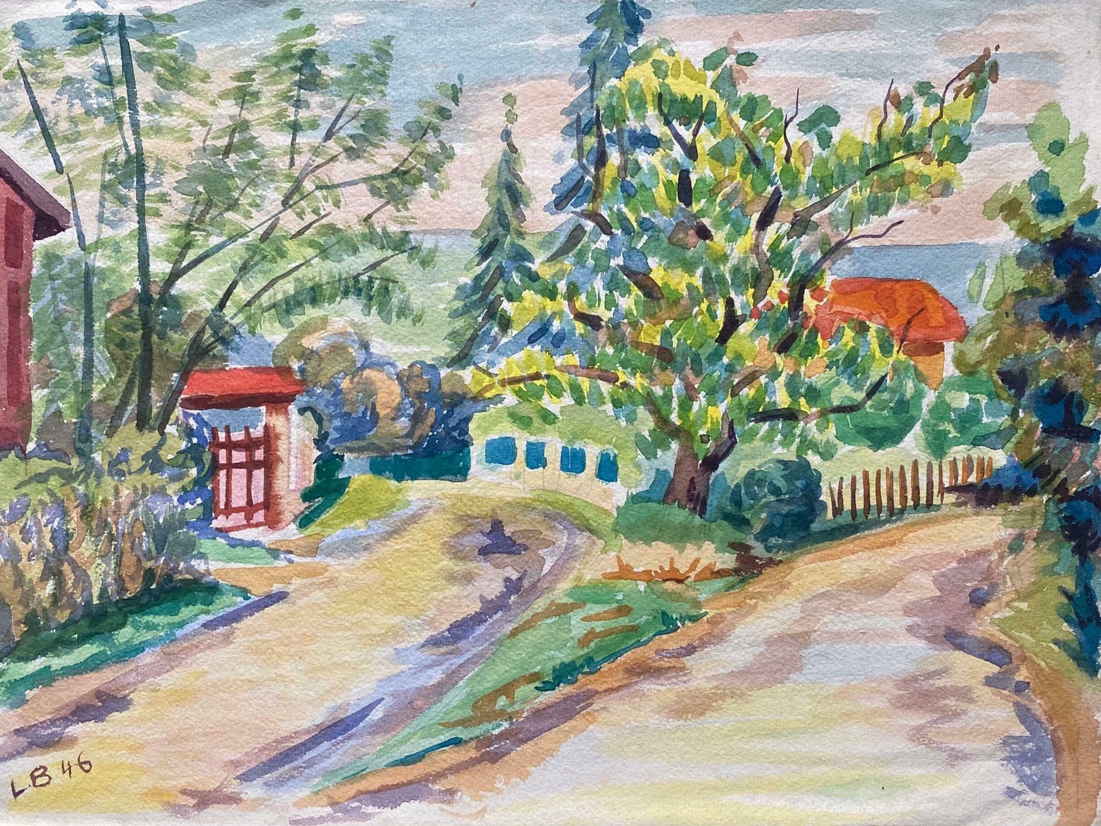 Louis Bellon1940's Provence Painting Joyful Green Landscape    Post Impressionist Artistc. 1940s