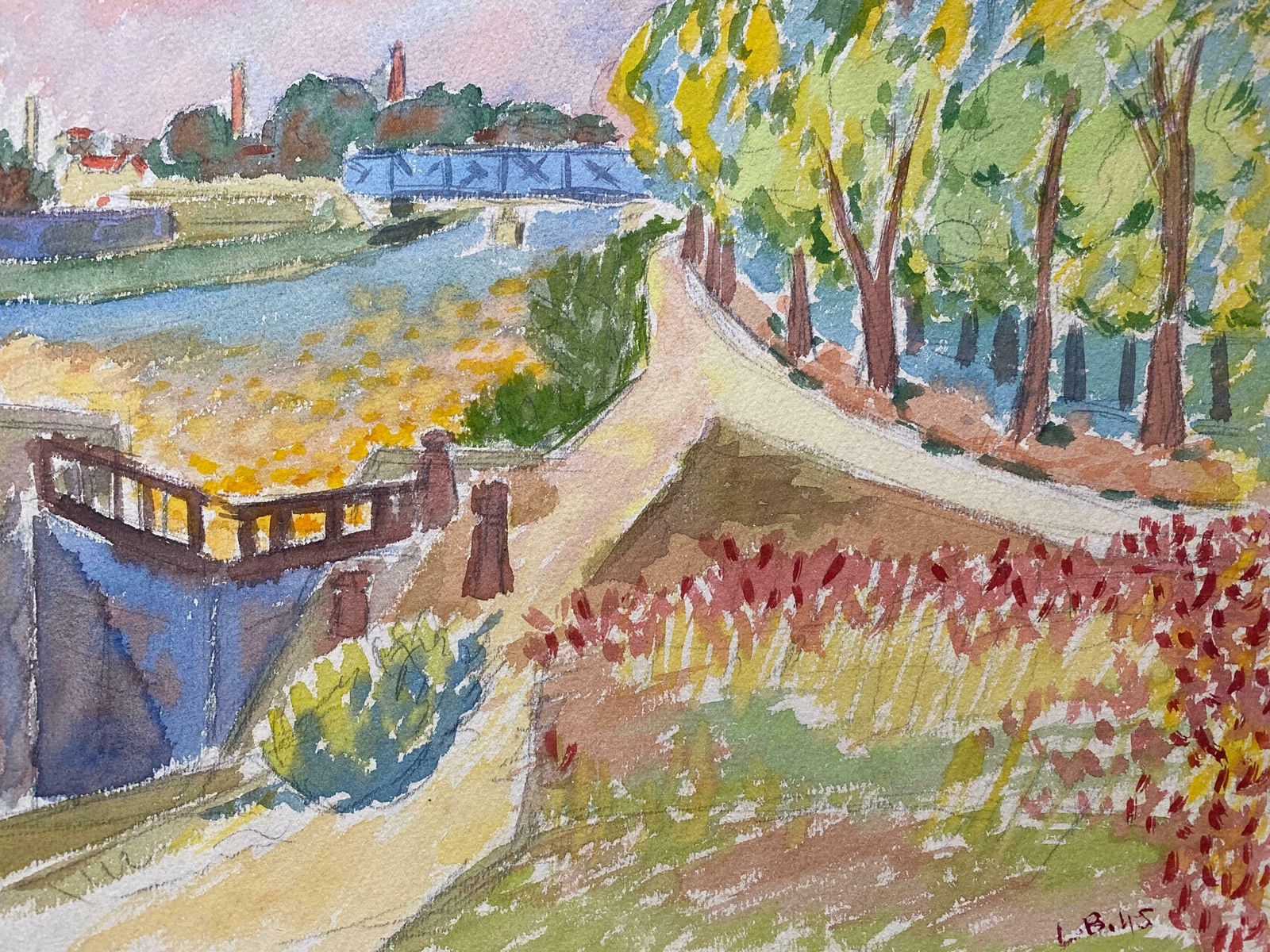 Louis Bellon1940's Provence French Painting River Landscape    Post Impressionist Artistc. 1940s photo furniture