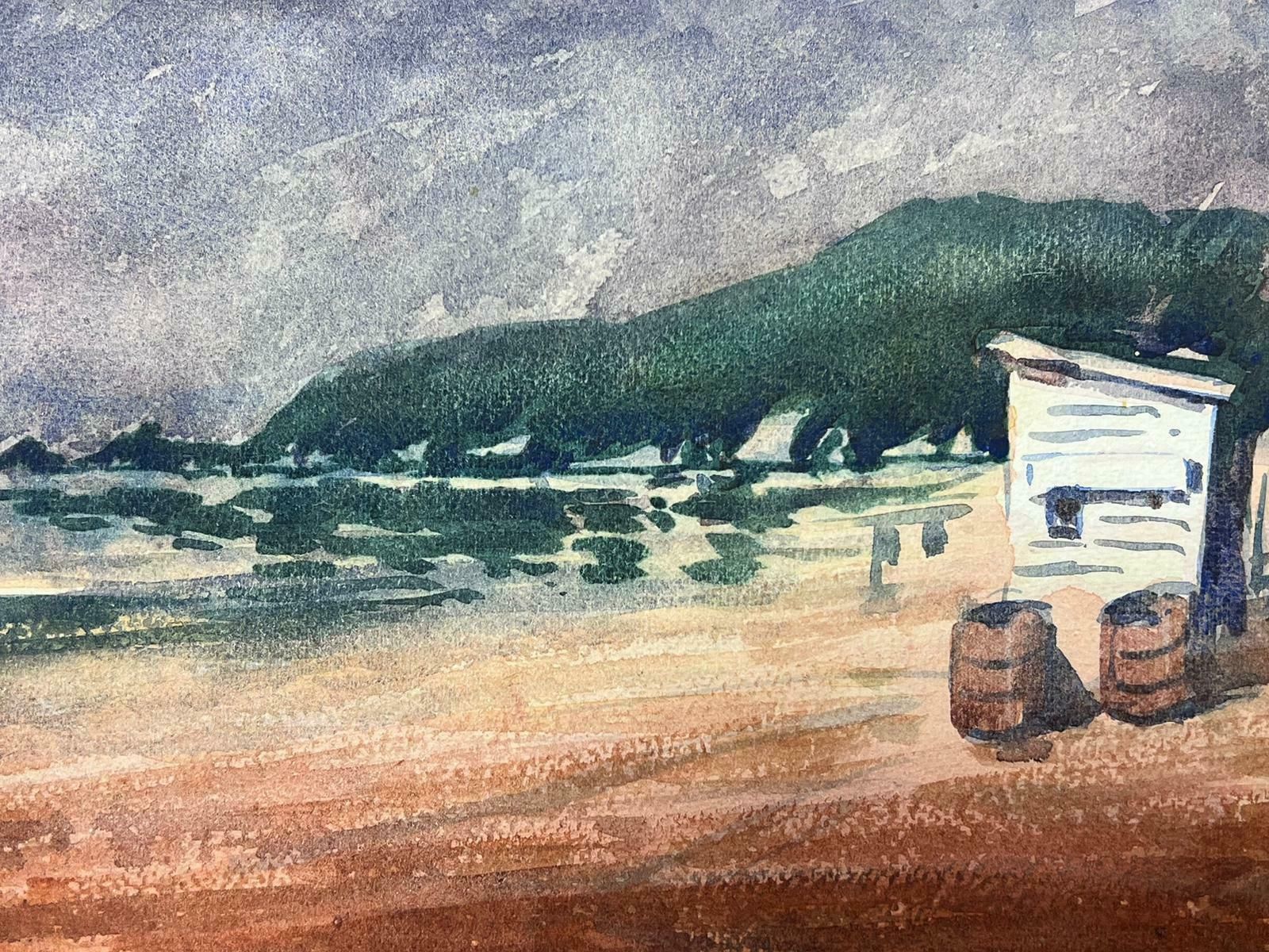 Maurice Mazeiliefrench Impressionist Watercolour Landscape The Beach Coast photo for sale