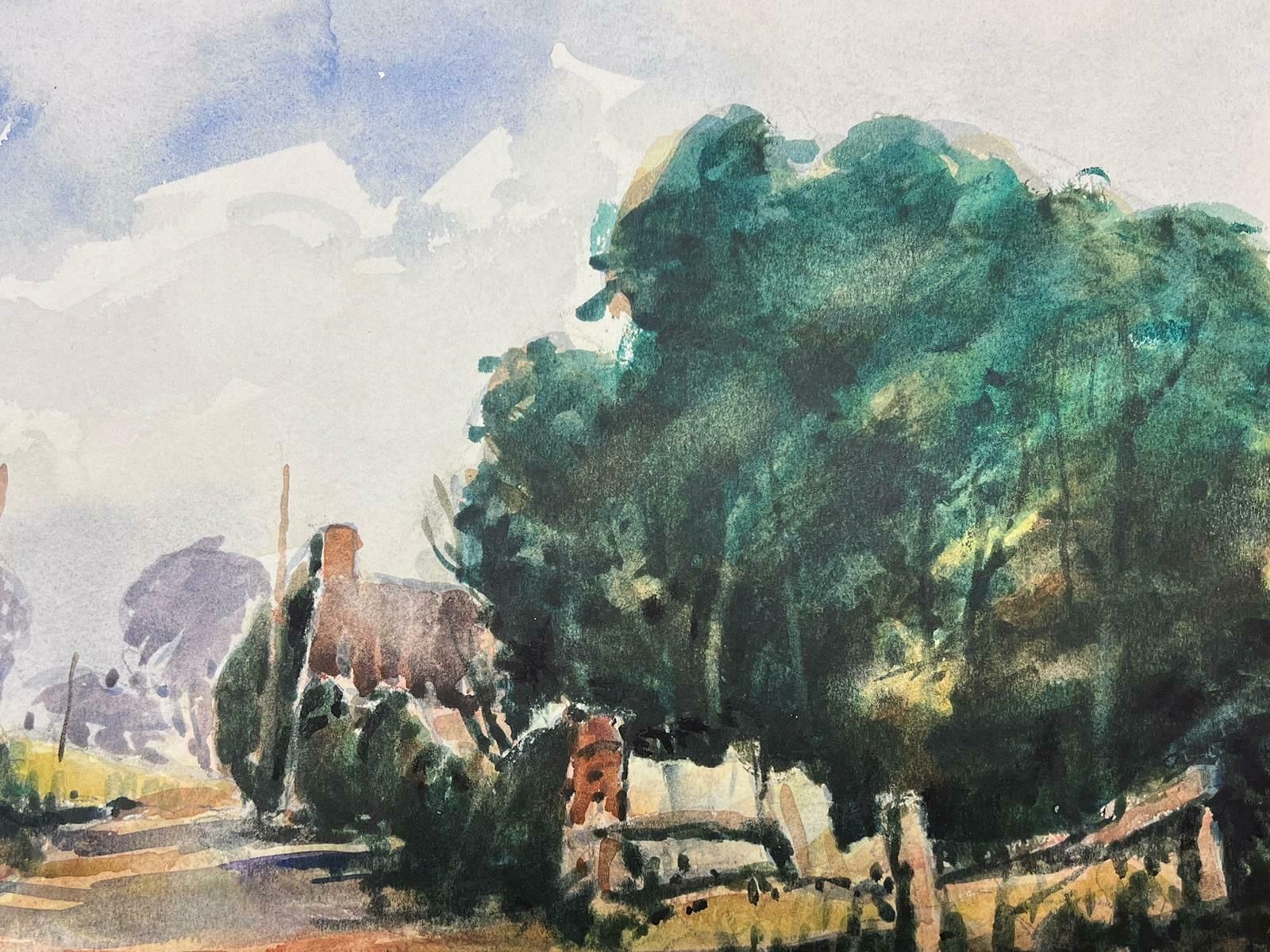 Maurice Mazeiliefrench Watercolour Landscape Along The Country Path photo furniture