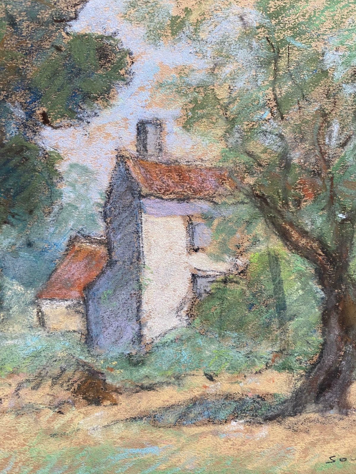 Camille Meriottwo Antique Pastel French Impressionist Paintings Sunlit Landscapesc. 1900's photo for sale