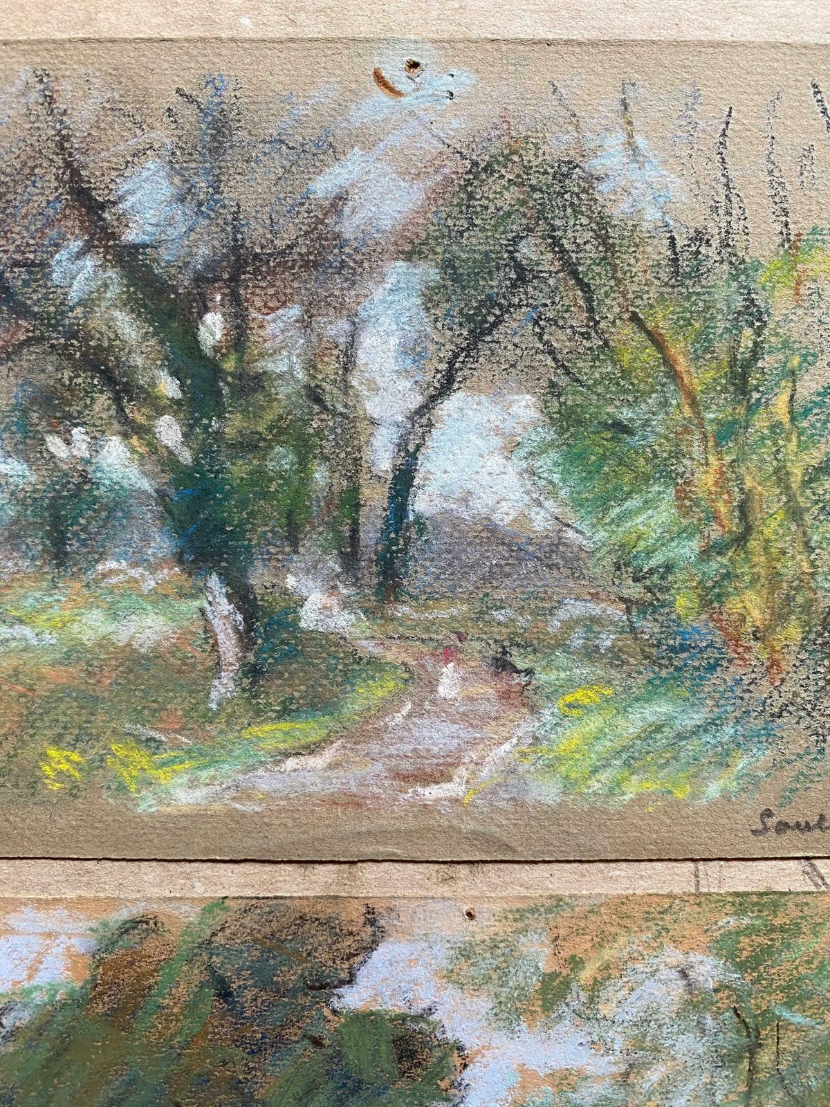 Camille Meriottwo Antique Pastel French Impressionist Paintings Sunlit Landscapesc. 1900's photo vinterior