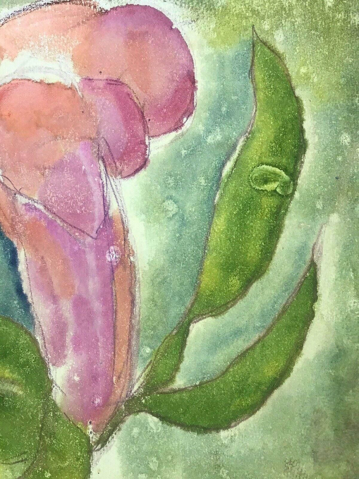 Akos Birofrench Expressionist Painting   Colourful Flower   Green And Pink Colorc. 1980's photo 225.0
