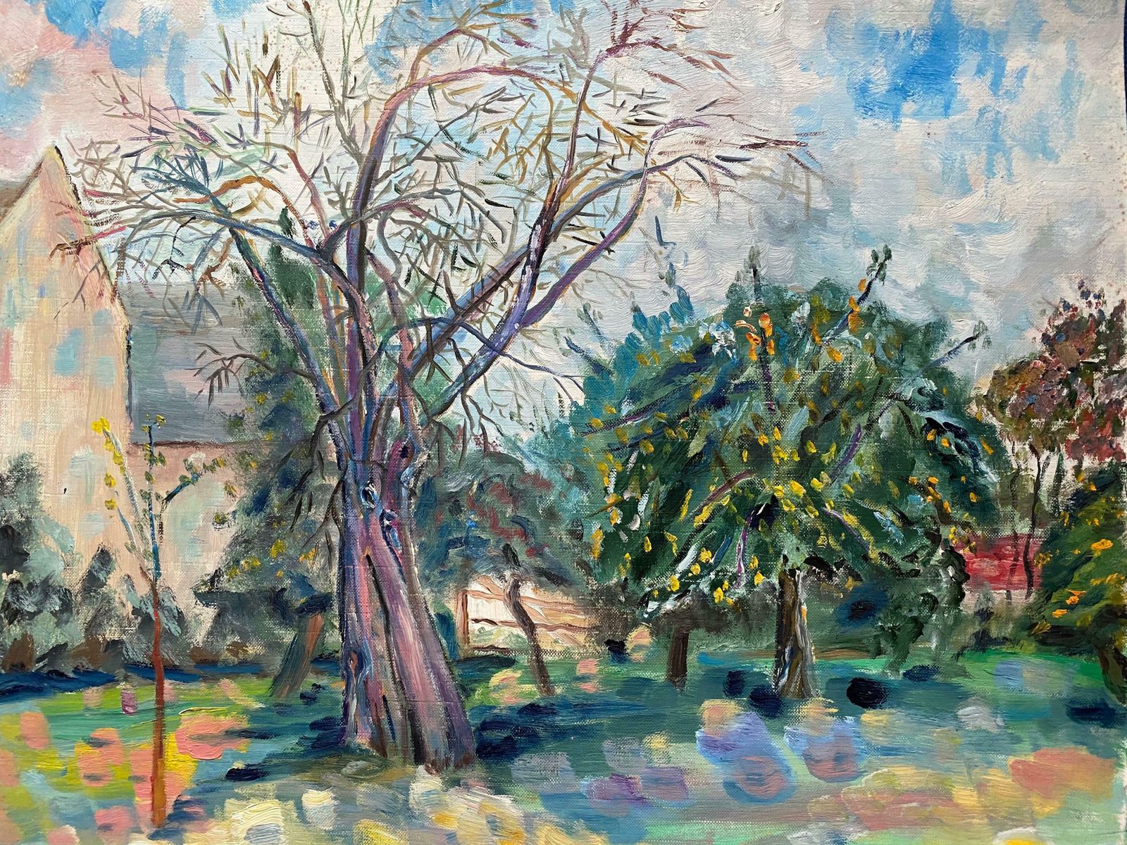 Unknownsummer Trees Landscape   French Original Oil Paintingc.1950s photo furniture