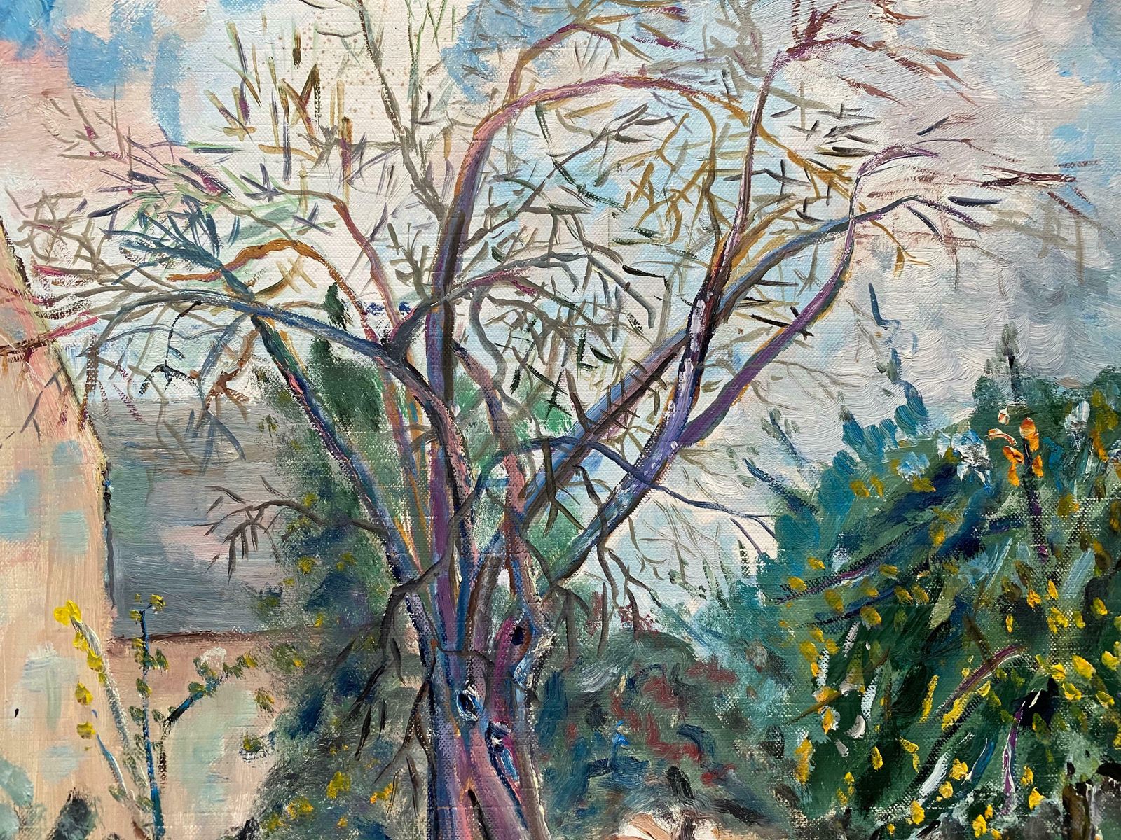 Unknownsummer Trees Landscape   French Original Oil Paintingc.1950s photo for sale