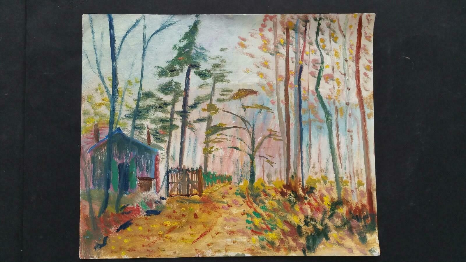 Unknown20th Century French Oil Painting A Woodland Cabinlate 20th Century photo furniture