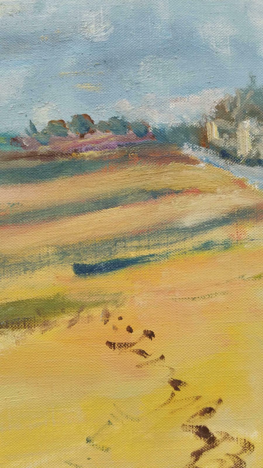 Unknown20th Century French Oil Painting Beach Walk On A Cool Daylate 20th Century photo for sale