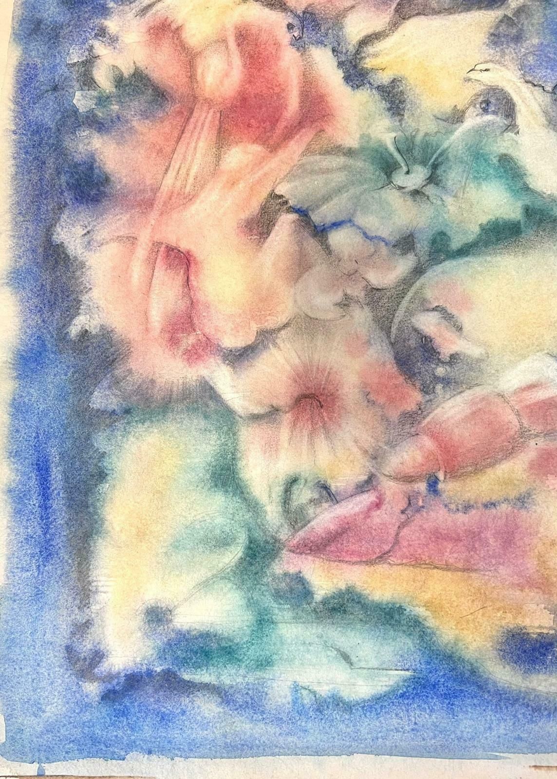 Guy Nicod 20th Century French Modernist Mythological Baby Colour Painting photo for sale