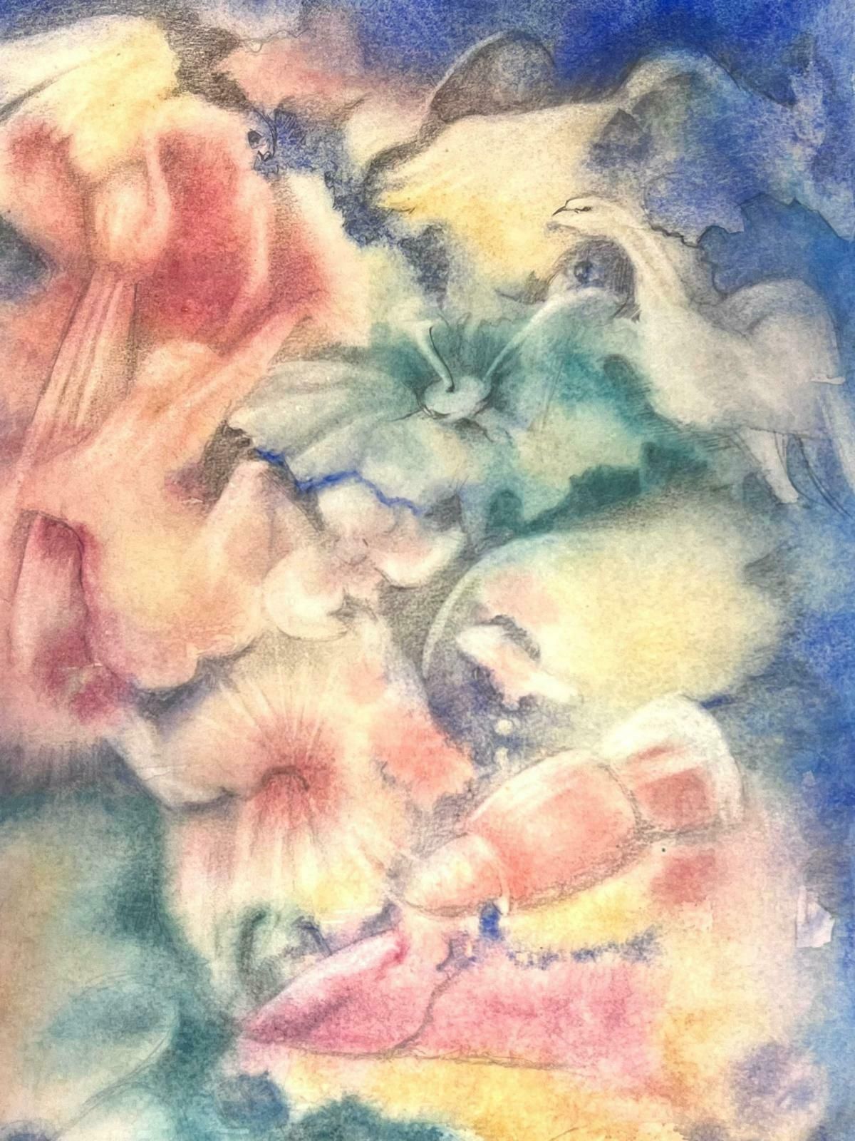 Guy Nicod 20th Century French Modernist Mythological Baby Colour Painting photo Art
