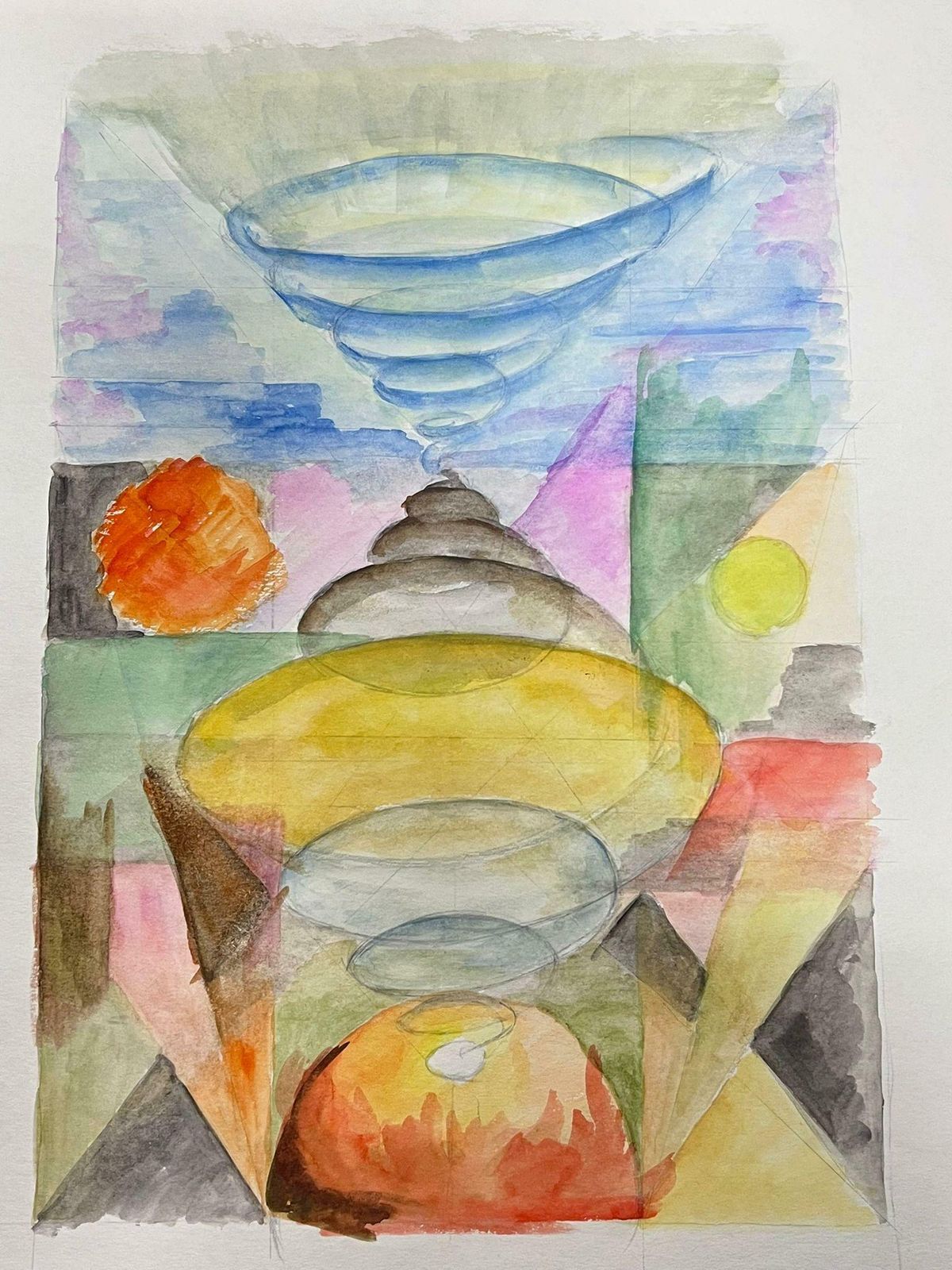 Guy Nicod Geometric Shape Abstract French 20th Century Modernist Painting photo for sale