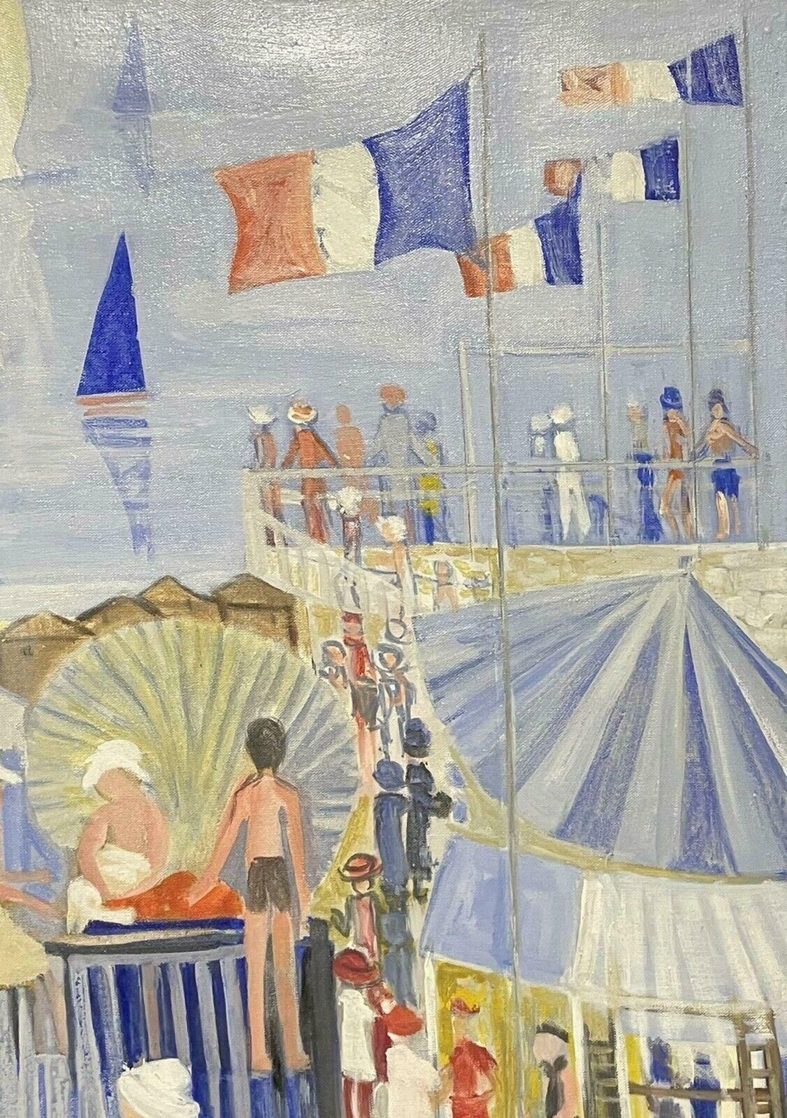 Huguette Ginet Lasnier Ginet Lasnier (1927 2020) French Oil   Colourful Busy Figure Scenec. 2000's photo 1404.0