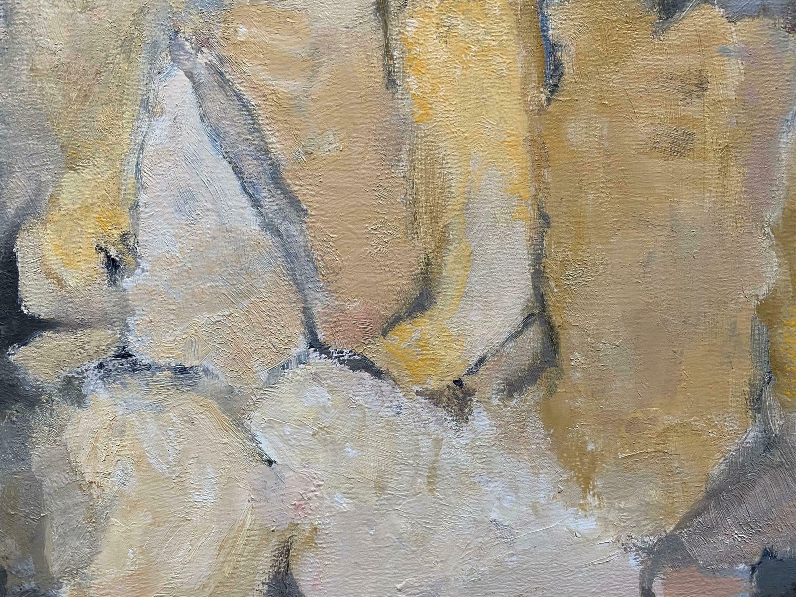 Yvette Dubois Habasquegolden Color Shades Against Dark Blue    French Cubist Abstract Paintingc.2000s photo 562.0