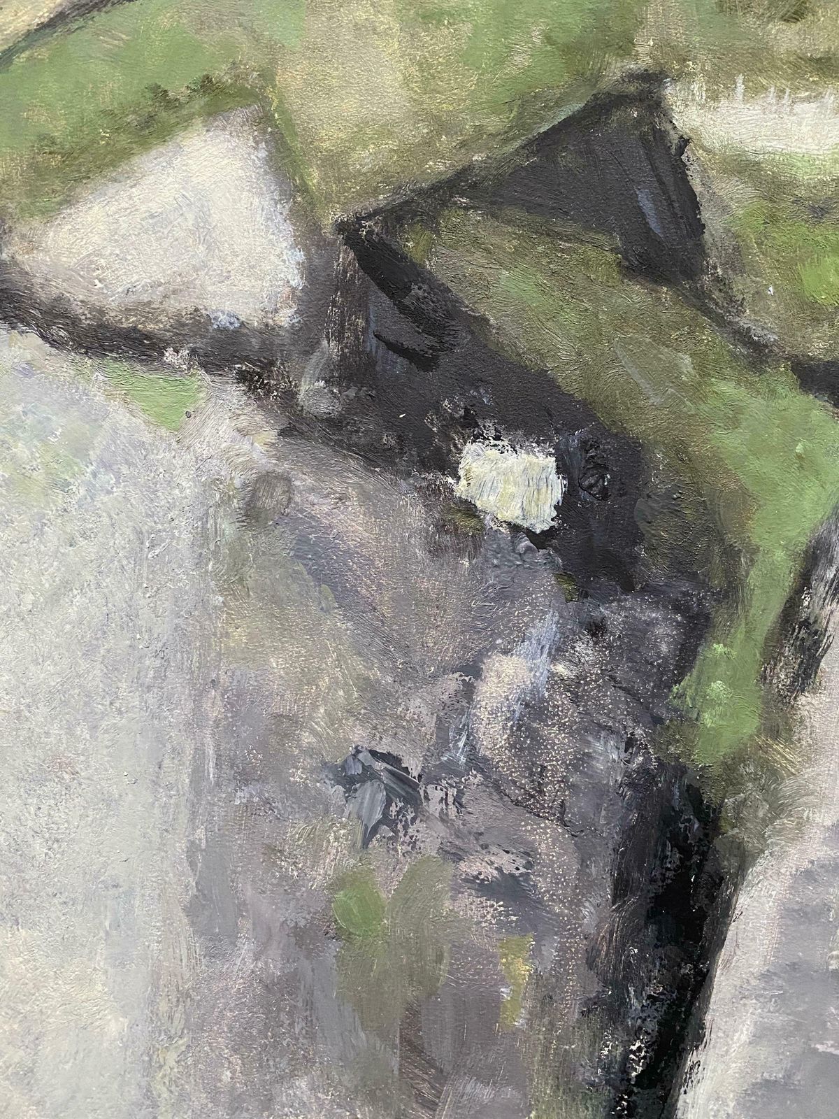 Yvette Dubois Habasquecontemporary French Cubist Abstract Painting   Pastel Shades Of Greenc.2000s photo 715.0
