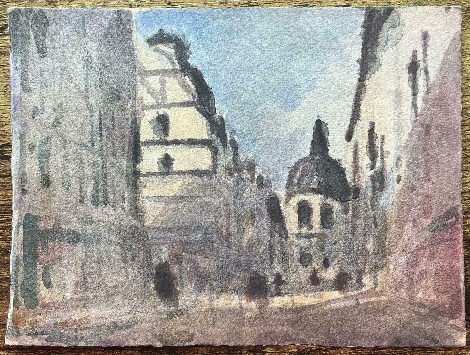 Maurice Mazeiliefrench Impressionist Watercolor Of Street Scene With The Institut De France20th Century photo furniture