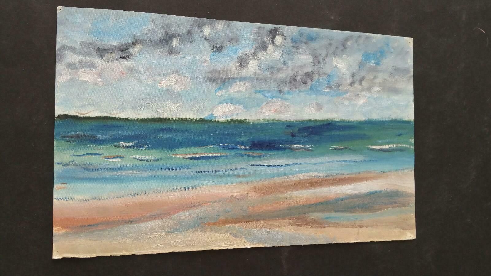 photo for sale Unknown20th Century French Oil Painting A Storm Approacheslate 20th Century